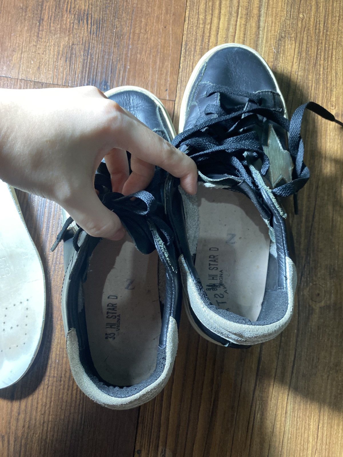 Golden Goose Golden Goose Hi Star Black Silver Size US 5 / IT 35 - 10 Thumbnail