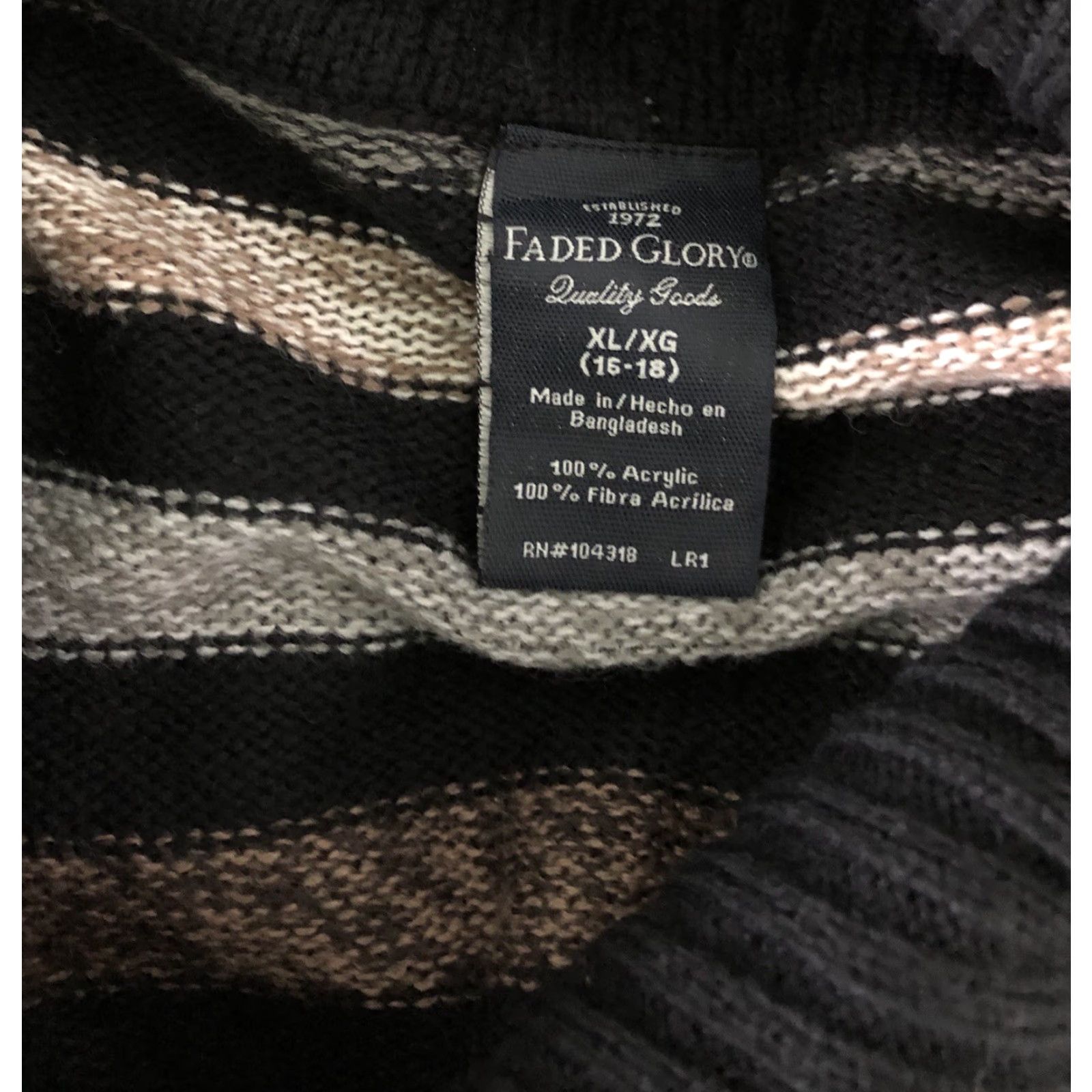 Faded Glory Faded Glory XL Cowl Neck Sweater Dolman Sleeve Striped Black/Brown Knit Pullover Women Casual Workwear Size XL Size XL / US 12-14 / IT 48-50 - 4 Thumbnail