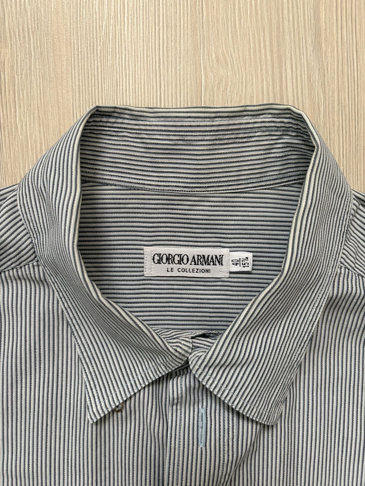 Giorgio Armani Giorgio Armani Pinstripe White Gray Shirt Size US L / EU 52-54 / 3 - 3 Thumbnail