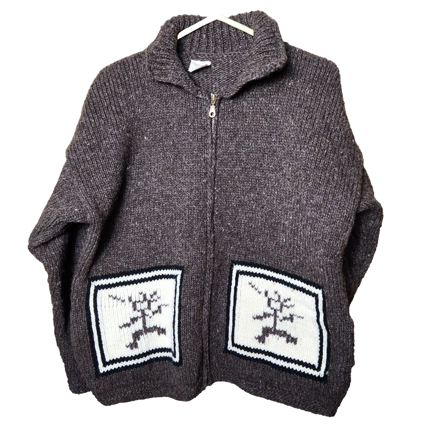 Vintage VINTAGE Coraza Crafts Cardigan |L| 100% Wool Brown VTG Hand Knit Equador Handknit Size L / US 10 / IT 46 - 2 Thumbnail