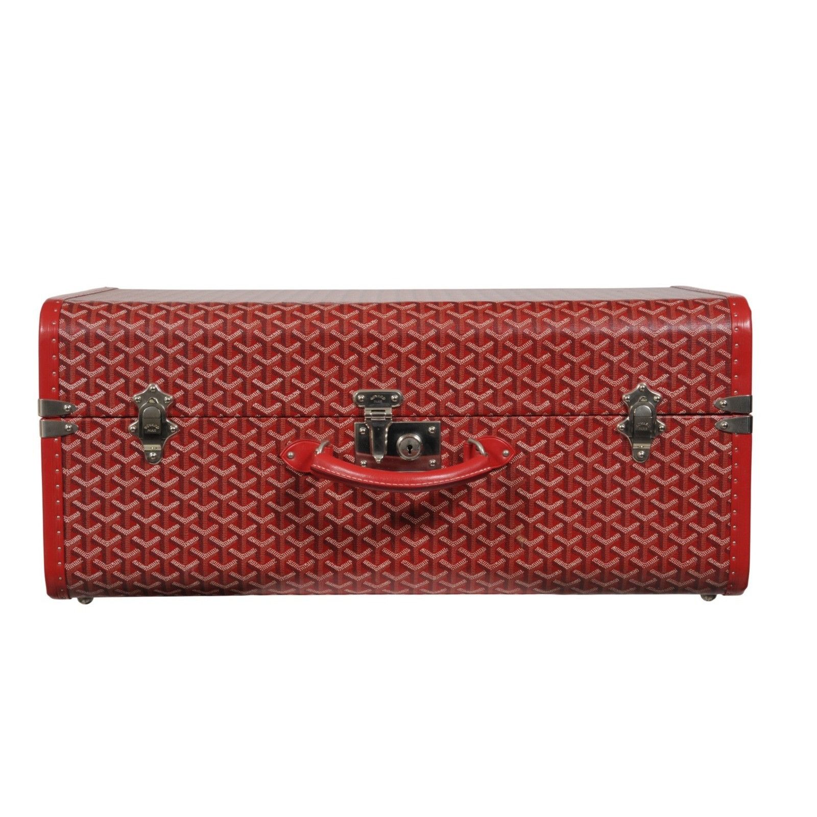 Goyard Rouge Red Compartmented Travel Trunk Palladium Carry Size ONE SIZE - 2 Thumbnail