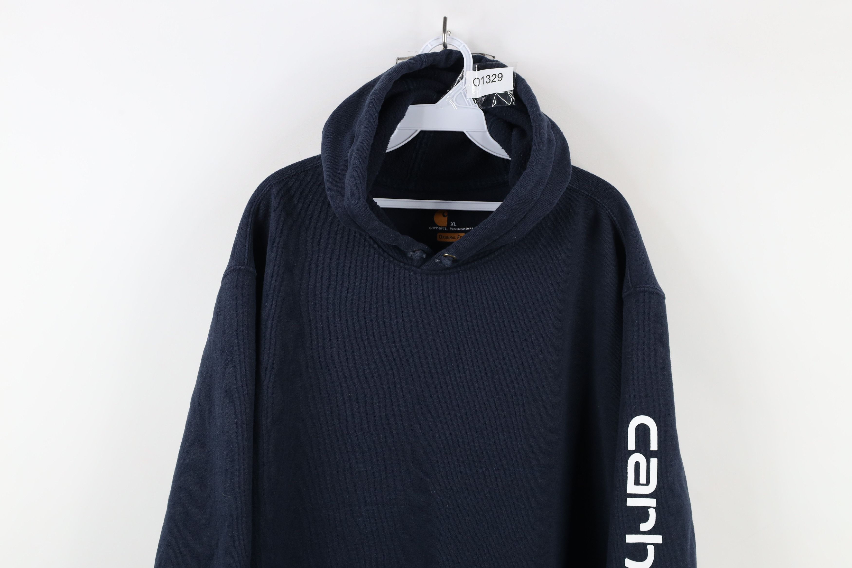 Carhartt × Vintage Vintage Carhartt Spell Heavyweight Hoodie Sweatshirt Blue Size US XL / EU 56 / 4 - 2 Thumbnail