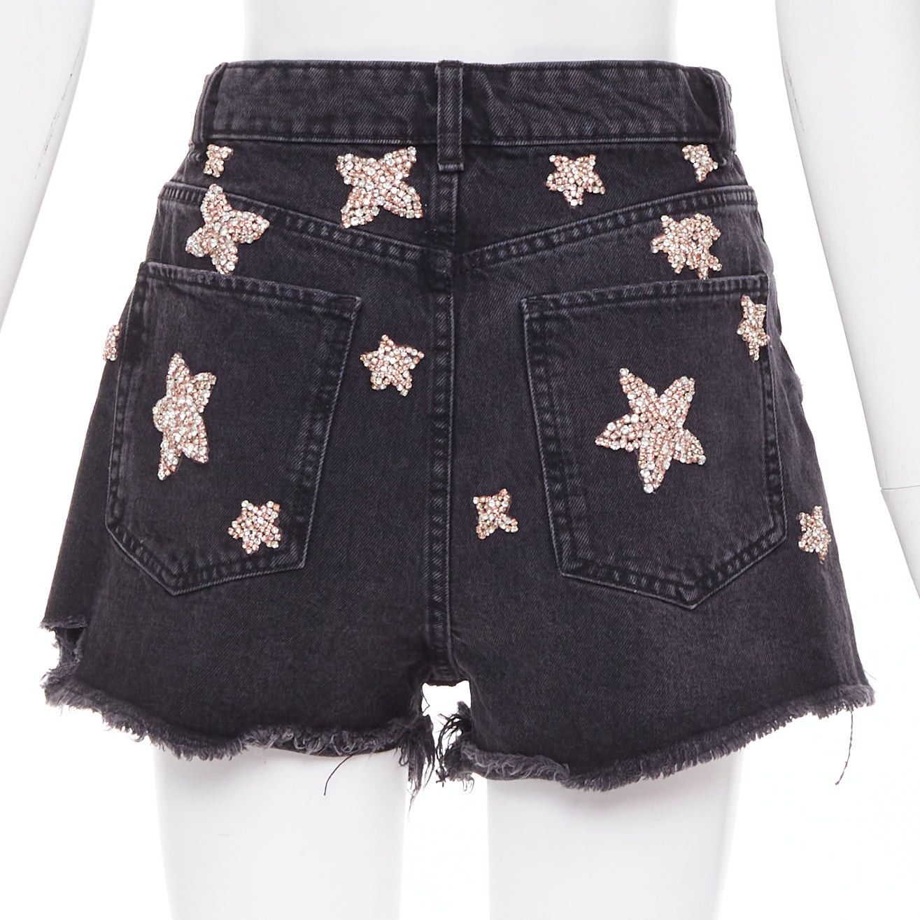 Other LOU LOU Studio washed grey denim pink silver crystal stars embellished shorts S Size 27" / US 4 / IT 40 - 1 Thumbnail