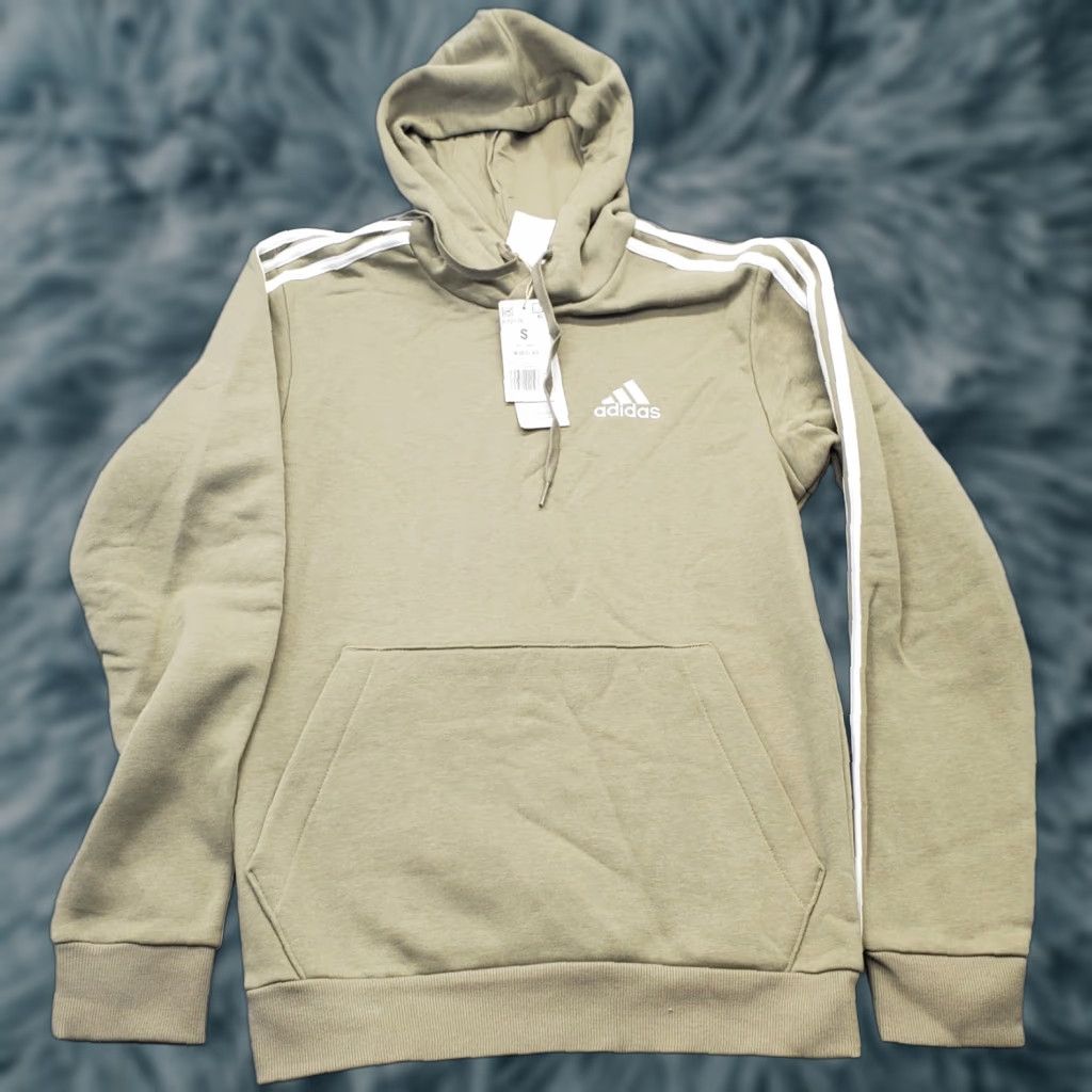 Adidas Adidas Pullover Hoodie Mens S Green 3-Stripes Essentials Fleece Lined H12176 Size US S / EU 44-46 / 1 - 1 Thumbnail