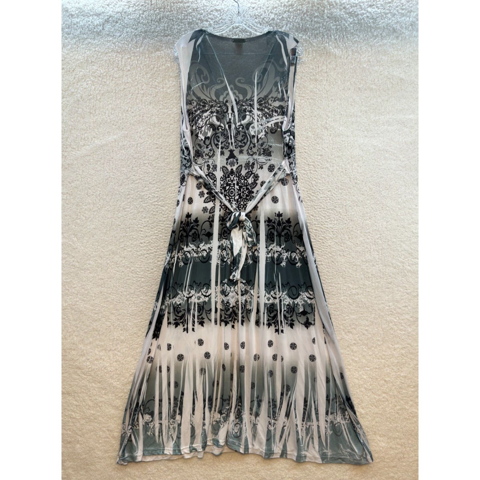 Vintage VINTAGE Y2K Maxi Dress 2X Plus Grey Boho McBling Slinky Stretch Cyber Look Bohemian Caren Sport Dress Womens Size XXL / US 16-18 / IT 52-54 - 2 Thumbnail