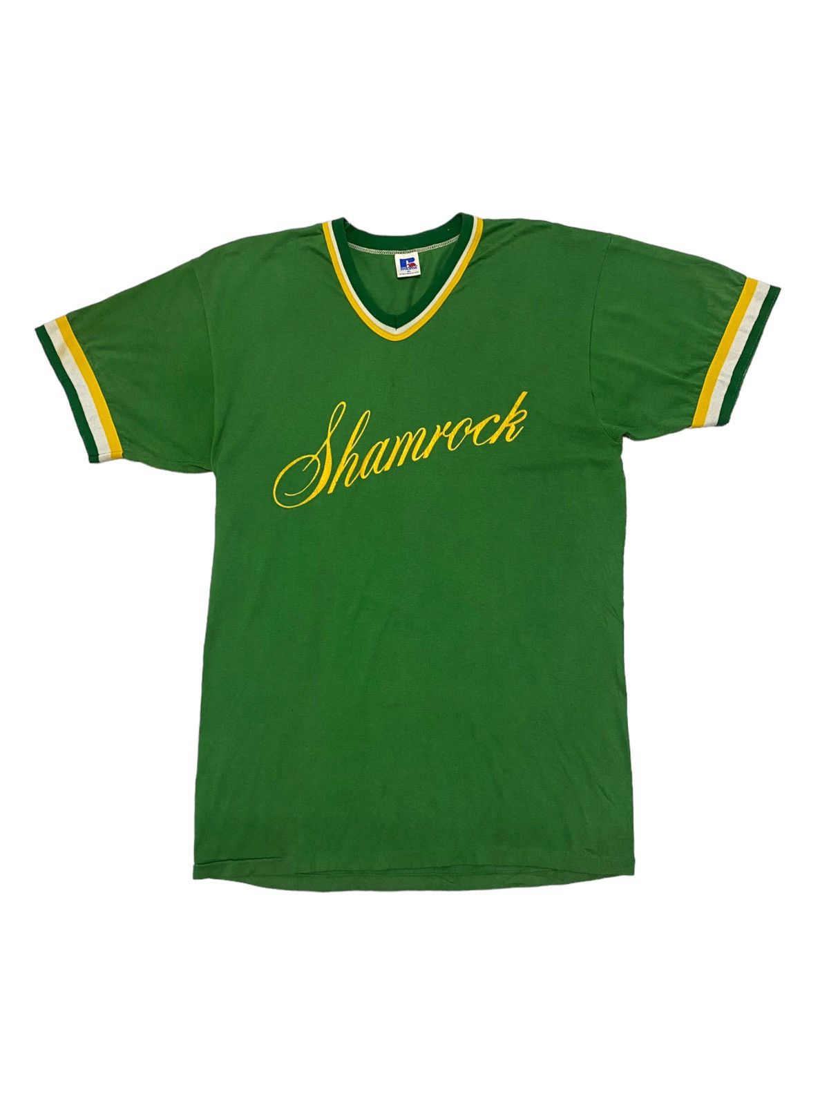 Japanese Brand × Russell Athletic × Vintage Vintage Ringer Tee Russel Athletic Shamrock No 14 Size US M / EU 48-50 / 2 - 2 Thumbnail