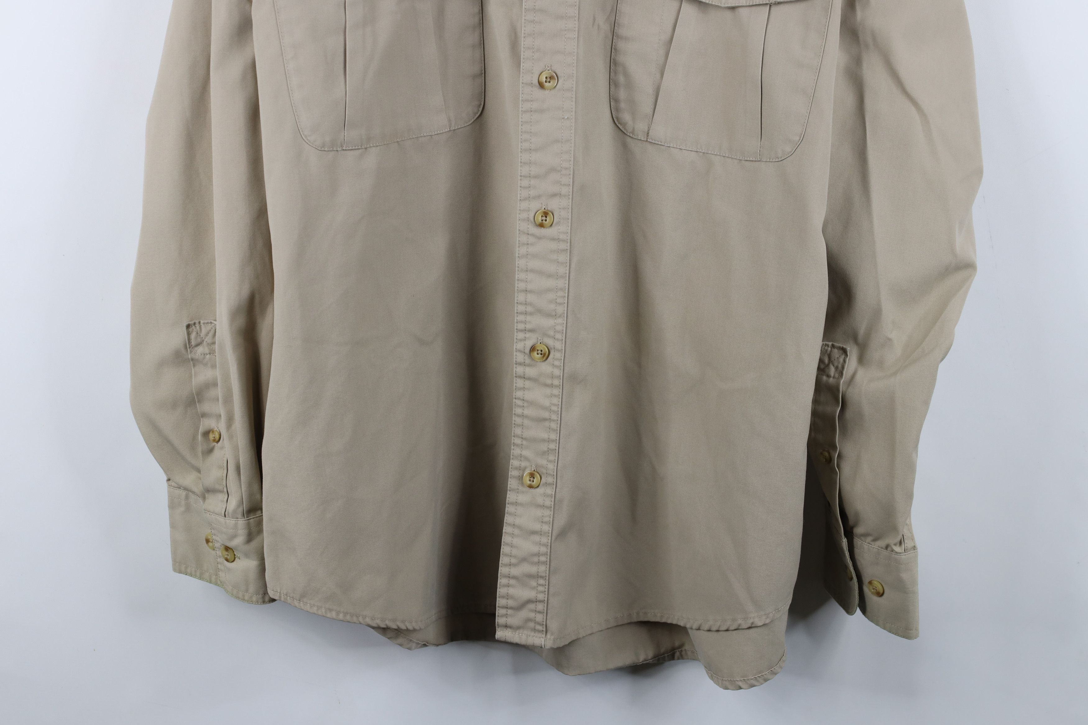 Cabelas Vintage 90s Cabelas Spell Out Safari Bush Button Shirt Beige Size US L / EU 52-54 / 3 - 3 Thumbnail
