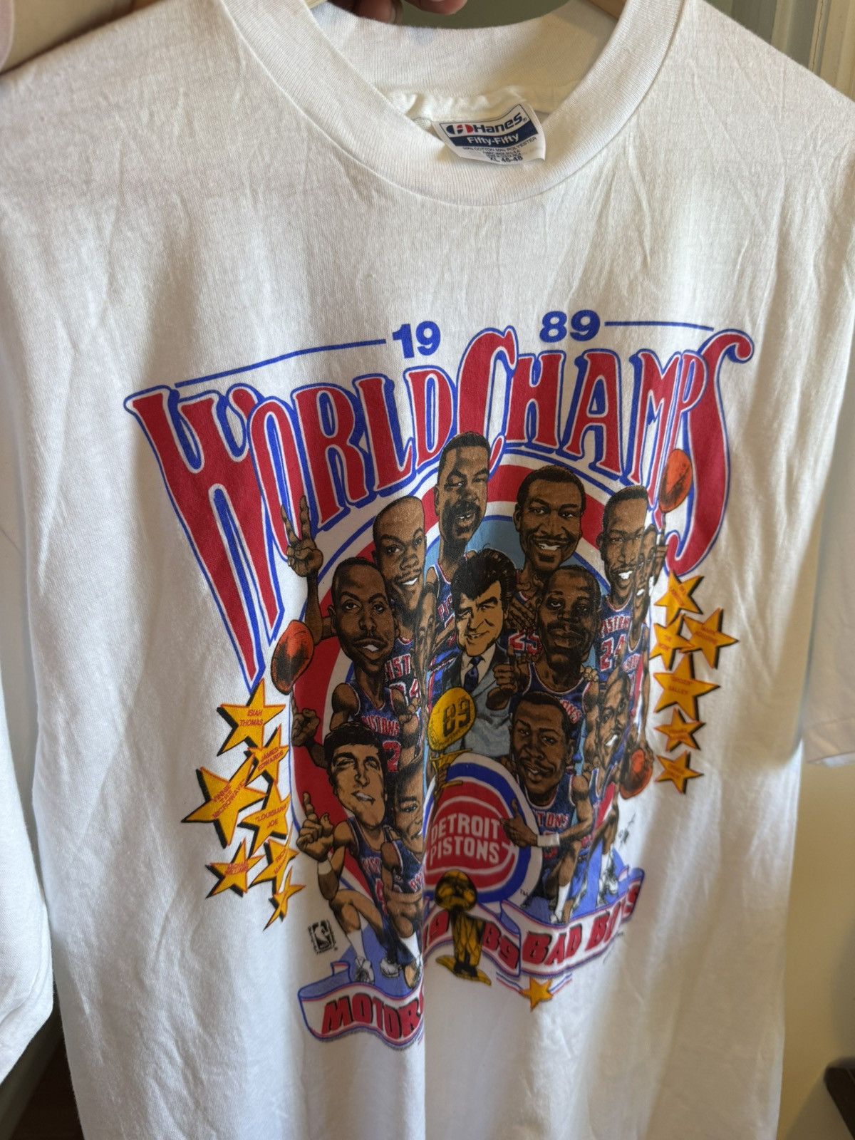 Hanes × NBA × Vintage 1989 bad boys Detroit pistons championship t shirt size XL Size US XL / EU 56 / 4 - 7 Thumbnail
