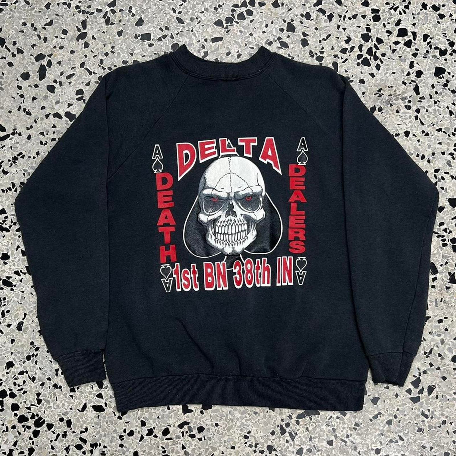 Japanese Brand × Vintage VINTAGE 90S DELTA DEATH DEALERS RAGLAN CREWNECK SWEATSHIRT Size US M / EU 48-50 / 2 - 1 Thumbnail