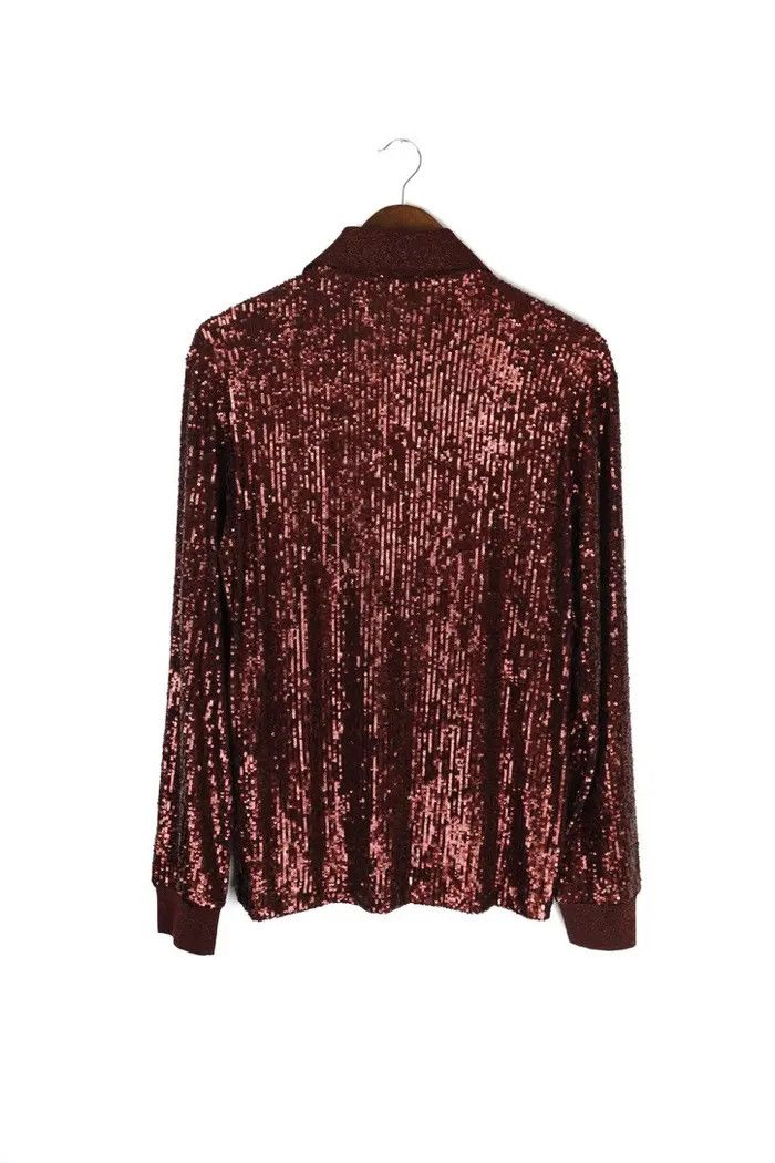 Saint Laurent Paris o1bcso1str0924 Long-Sleeved Polo Shirt in Shinny Bronze Size US L / EU 52-54 / 3 - 2 Thumbnail