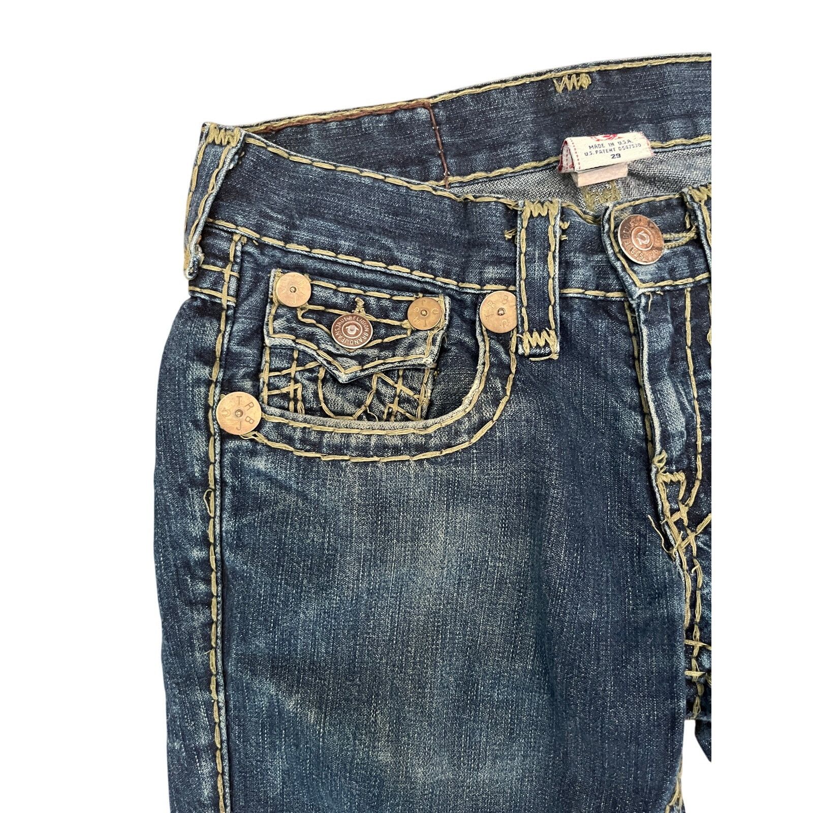 True Religion True Religion, Billy Super T, Gold Stitch Denim, Made USA 29 Size 29" - 3 Thumbnail