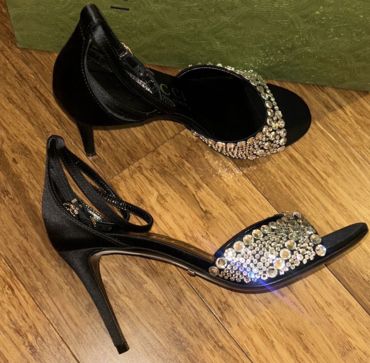 Gucci Gucci GG Crystal Satin Slide Raso Seta Malaga Kid Heel Size US 6 / IT 36 - 5 Thumbnail
