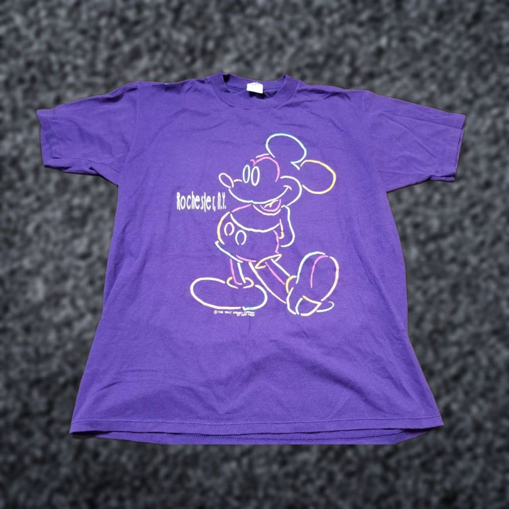 Velva Sheen VINTAGE Velva Sheen Mickey Mouse Neon Purple Disney T-Shirt Mens L Size US L / EU 52-54 / 3 - 1 Thumbnail