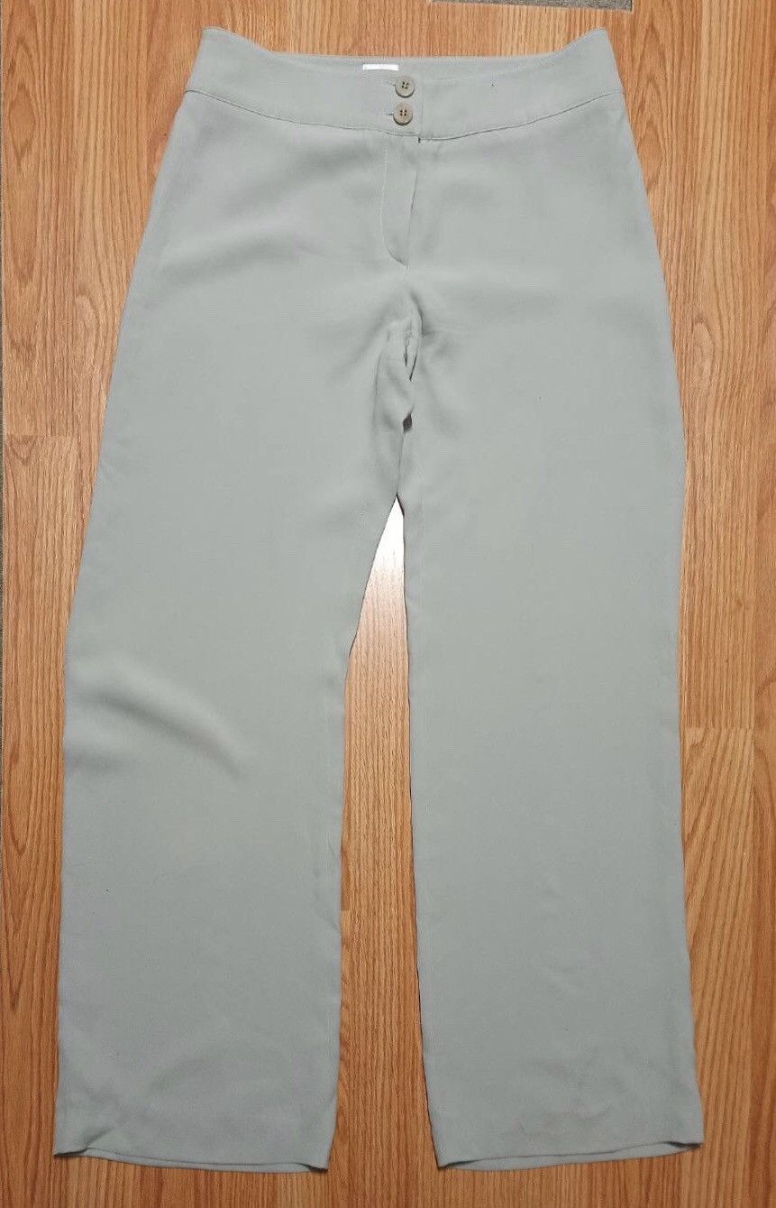 Armani Collezioni × Giorgio Armani Armani Collezioni Silk Wide Womens Pants Light Grey EU 42 Size 28" / US 6 / IT 42 - 6 Thumbnail