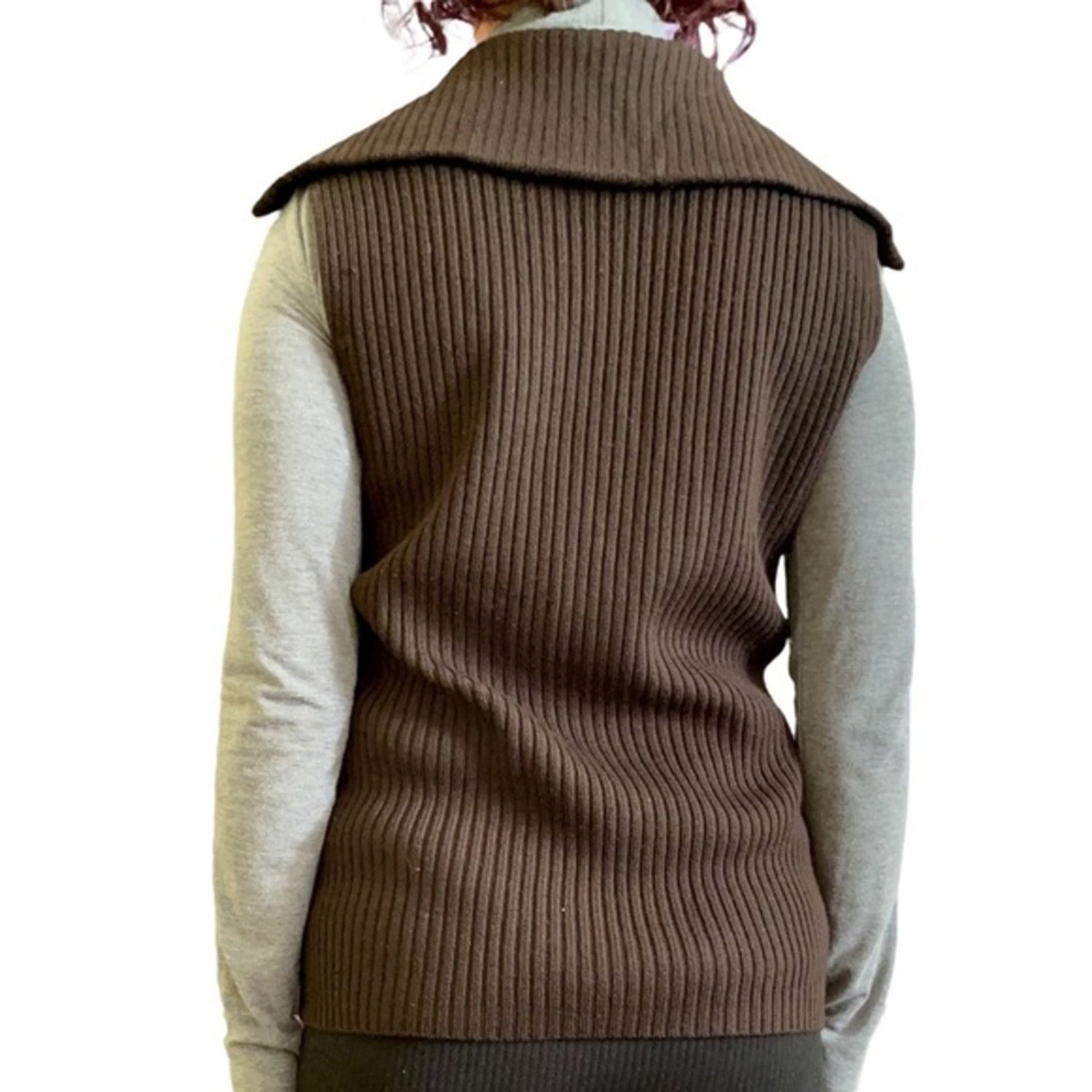 Saks Fifth Avenue × Vintage Saks Fifth Avenue Brown Suede Merino Wool Sweater Vest Size S / US 4 / IT 40 - 2 Thumbnail