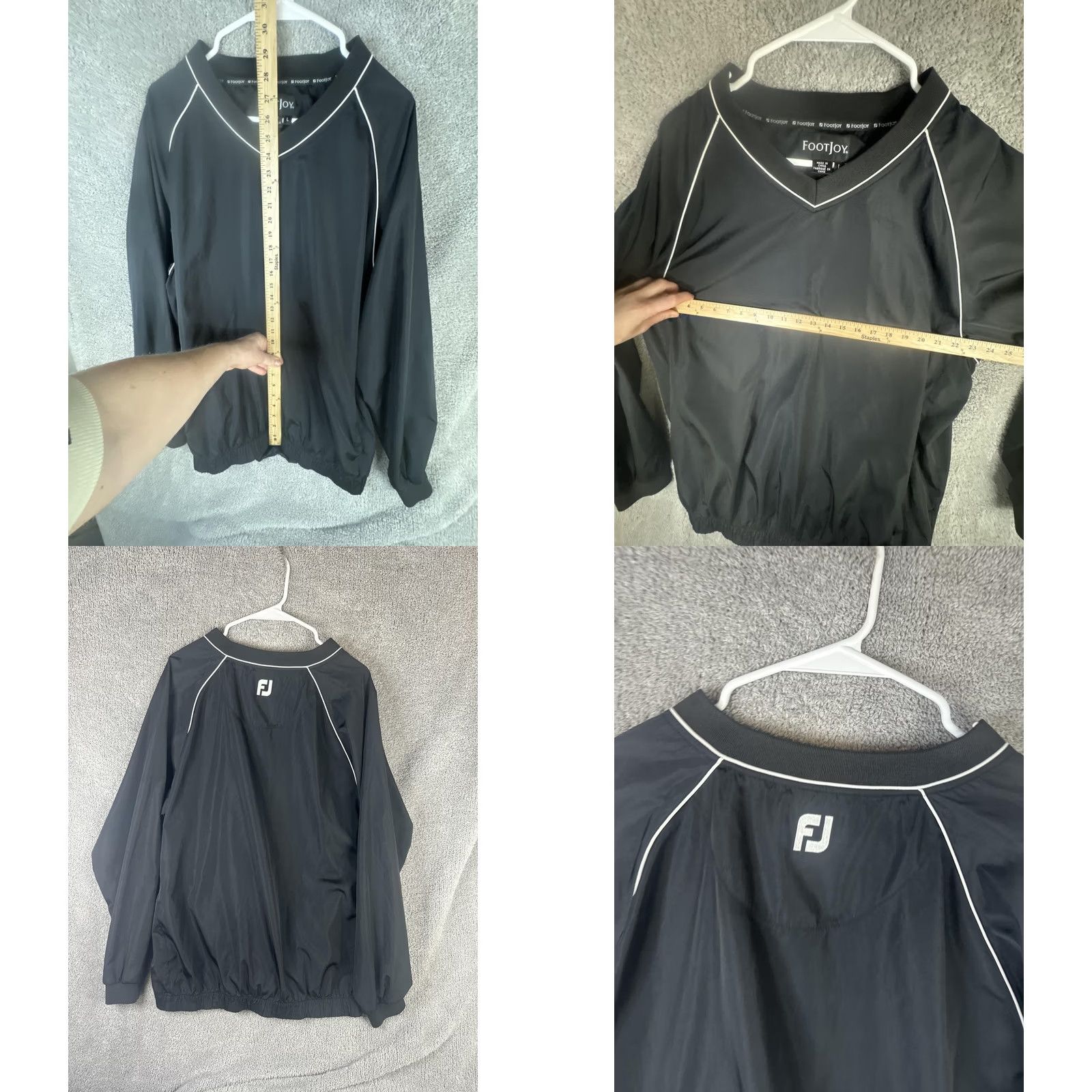 Footjoy FootJoy Windbreaker Jacket Mens Large Black V Neck Pullover Golf FJ Logo Size US L / EU 52-54 / 3 - 8 Thumbnail