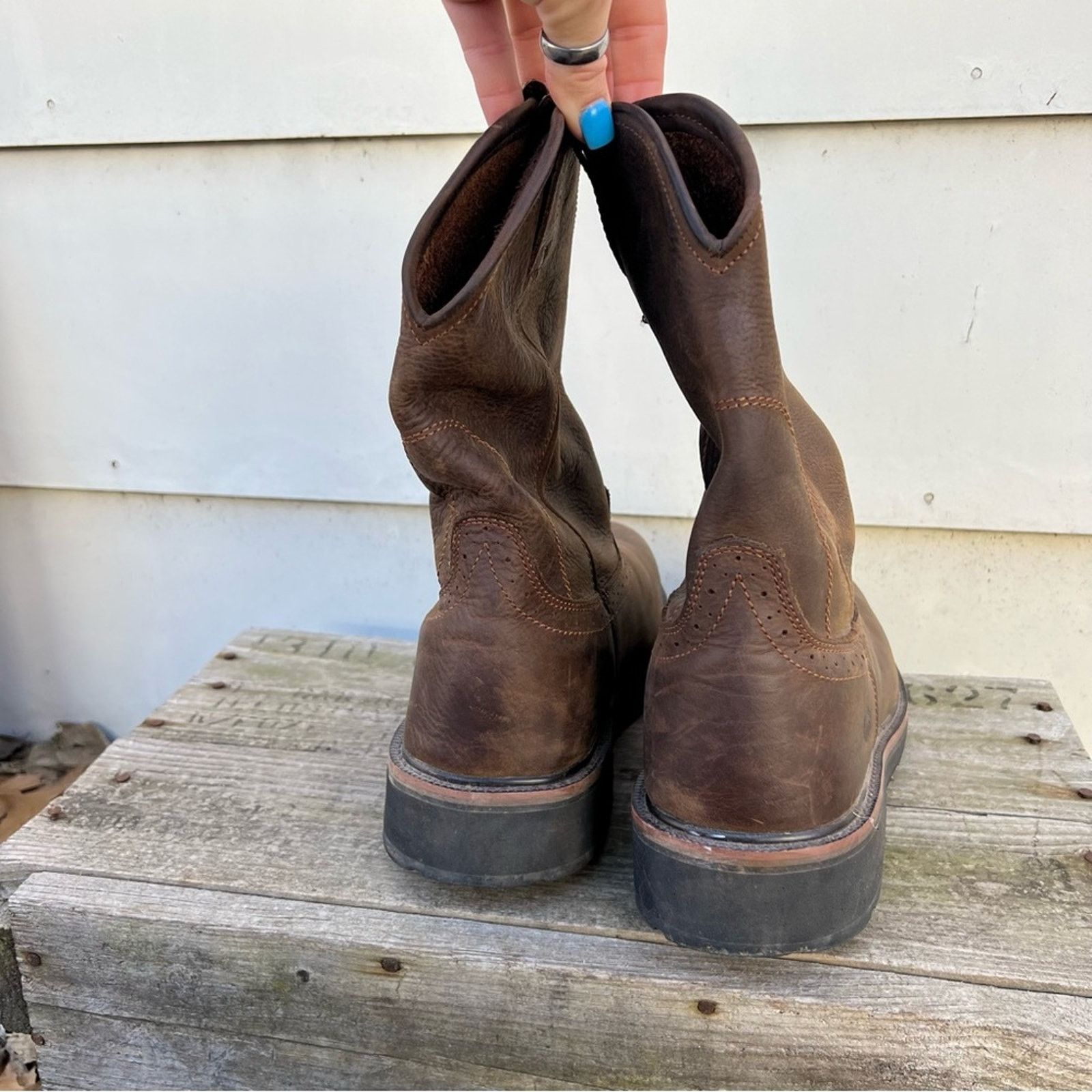 Wolverine Wolverine Rancho Wellington Leather Steel Toe Work Boots 12M Size US 12 / EU 45 - 4 Thumbnail