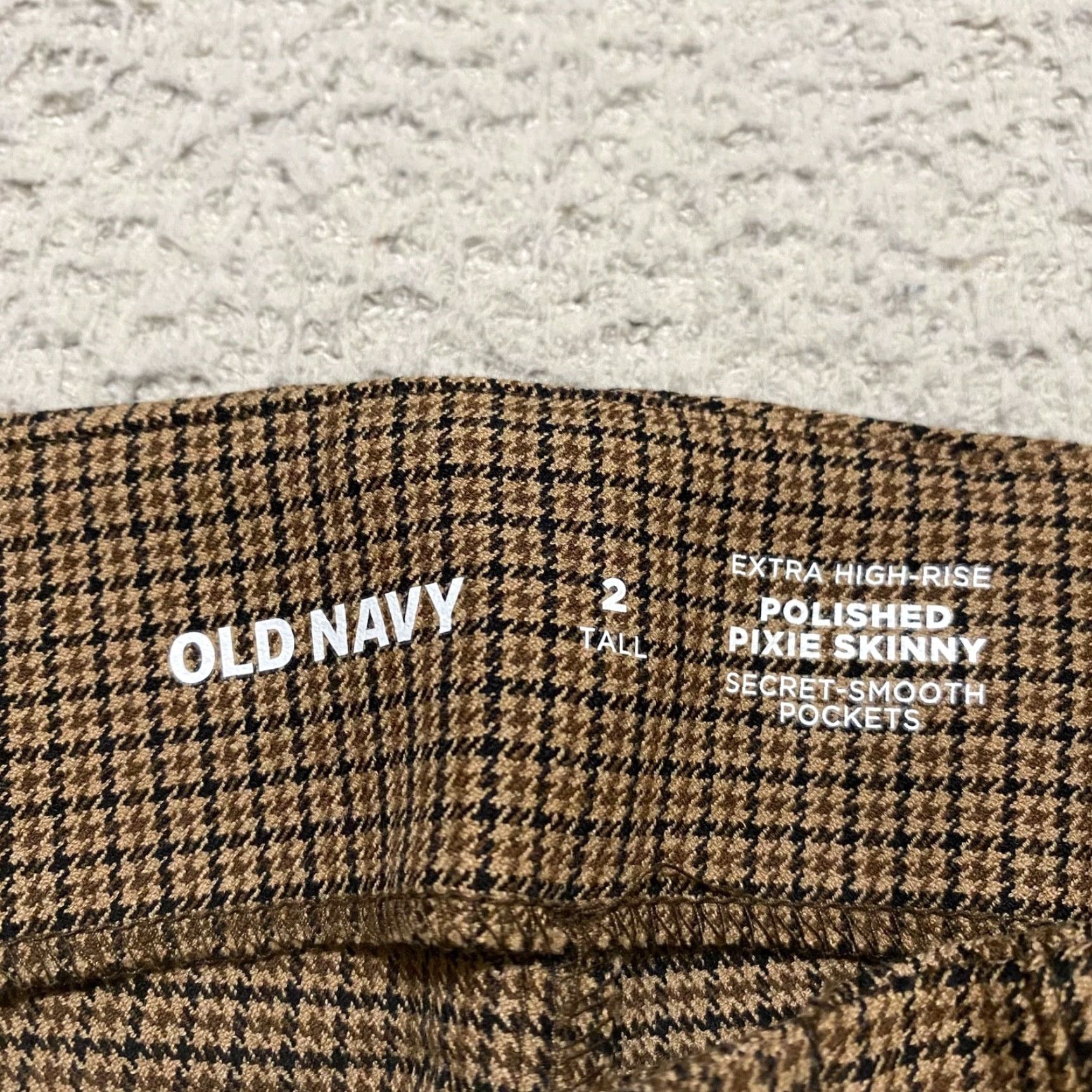 Old Navy Old Navy Womens Tall Pants Brown Plaid Pixie Skinny Ankle High Rise Pockets 2 Size 26" / US 2 / IT 38 - 3 Thumbnail