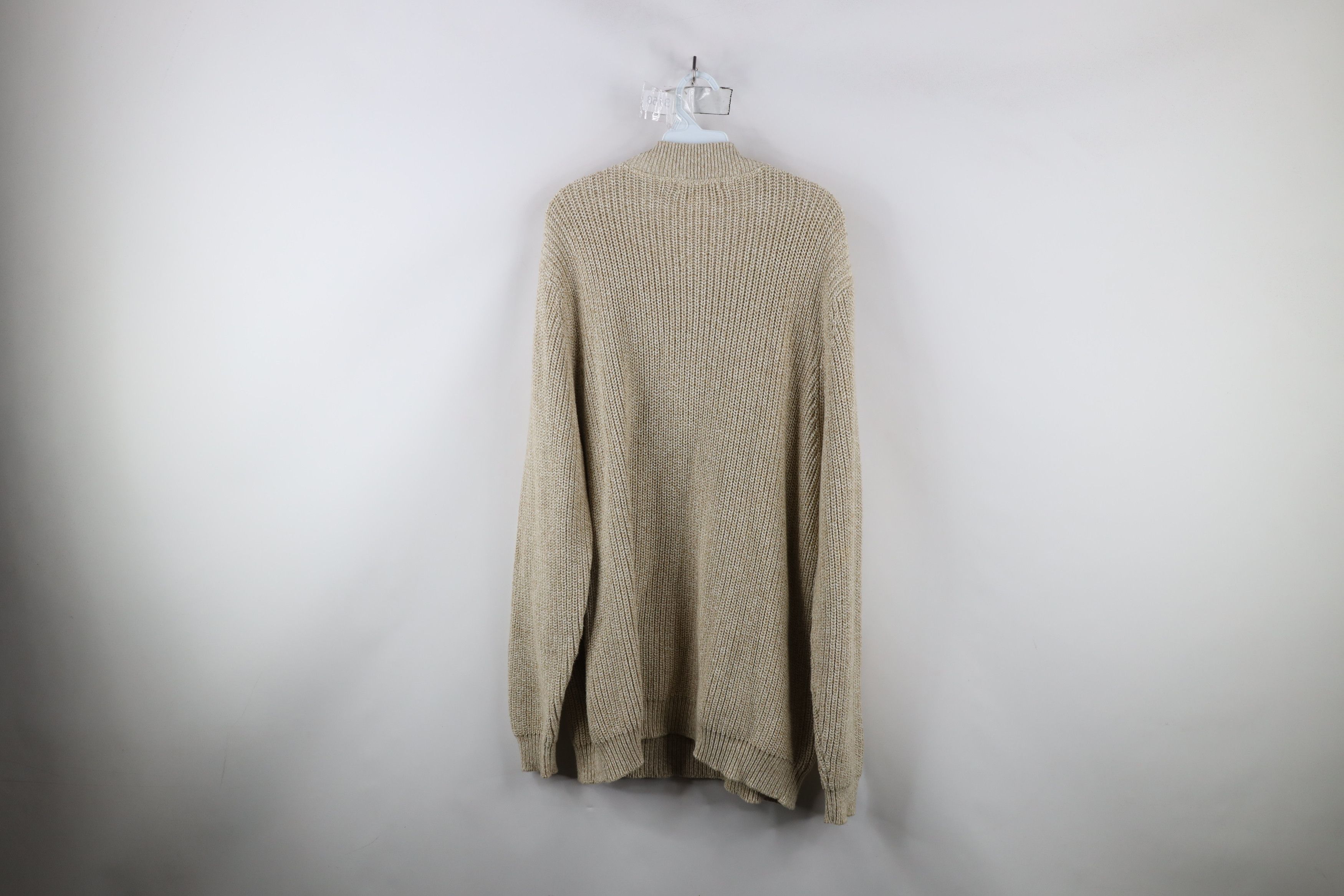 Eddie Bauer × Vintage Vintage Eddie Bauer Cotton Ribbed Knit Henley Sweater Beige Size US XL / EU 56 / 4 - 7 Thumbnail