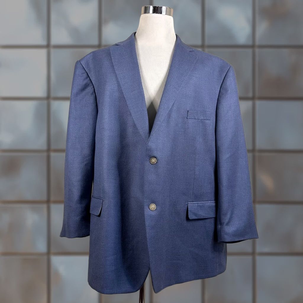 Doublet Oak Hill Sport Coat Blue Solid Two Button Double Vented 54R 56R Poly Rayon Size US L / EU 52-54 / 3 - 1 Thumbnail