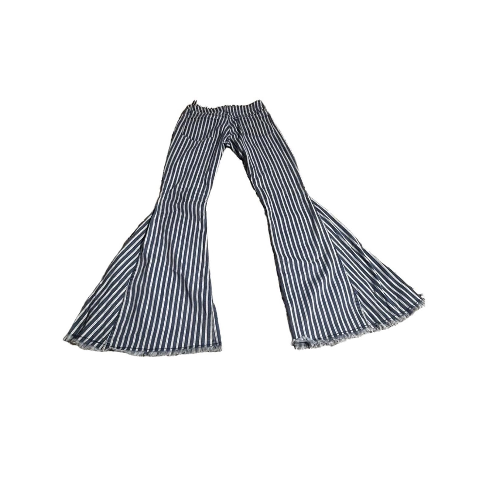 Other Altar’d State Flared Pants XS Blue White Striped Retro Boho Size 26" / US 2 / IT 38 - 3 Thumbnail