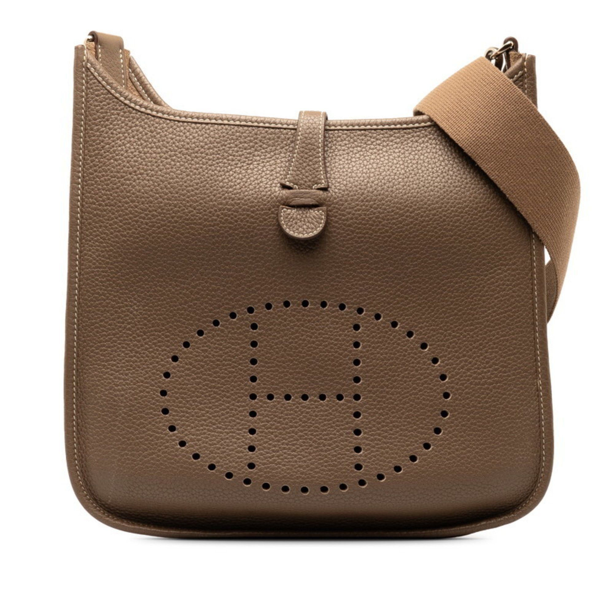 image of Hermes Evelyn 1 Shoulder Bag Etoupe Greige Togo Women's Hermes in Etoupe Gray