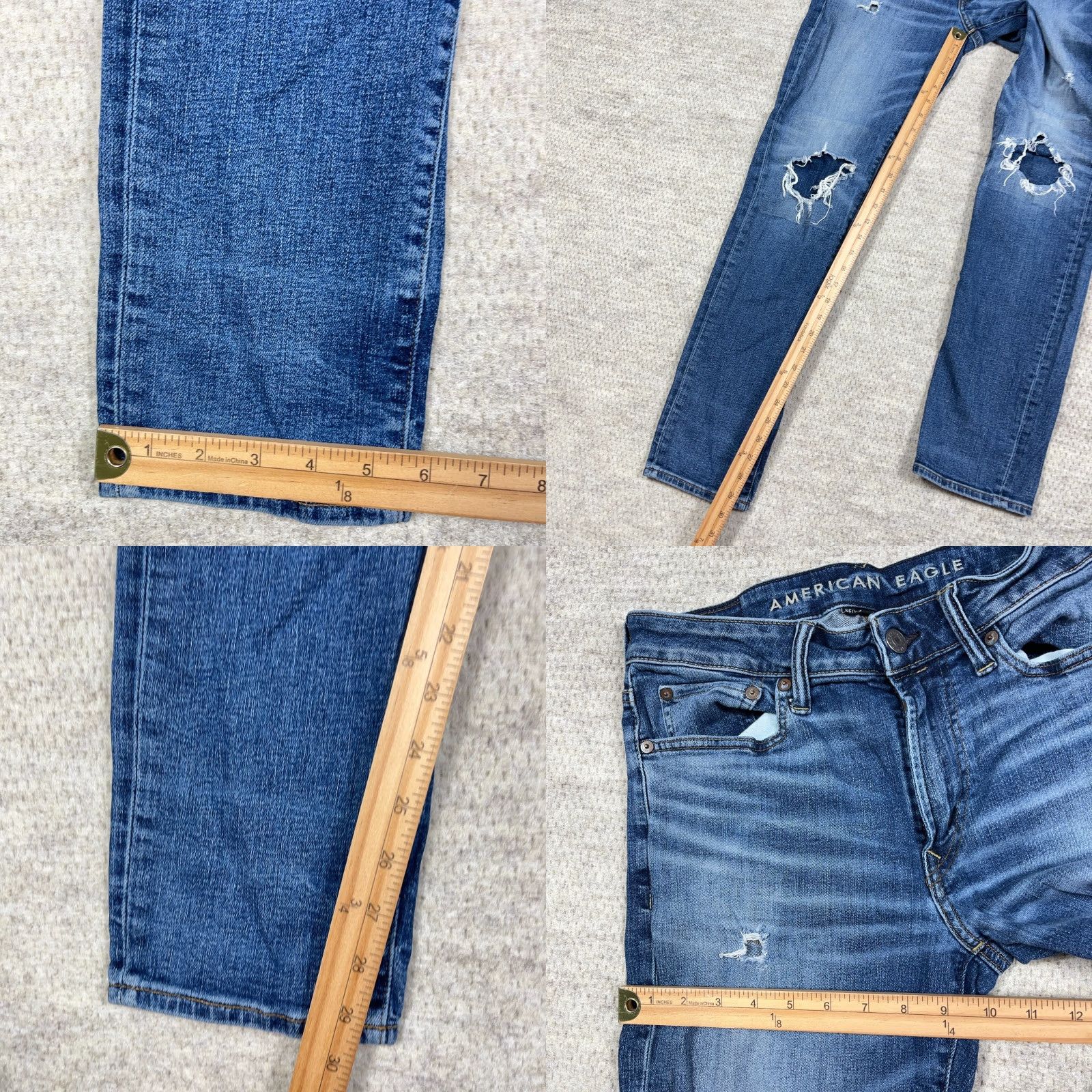 American Eagle Outfitters American Eagle Outfitters Jeans Men Slim Straight Distressed 30x32 Blue Cotton 5-Pocket Denim Size US 30 / EU 46 - 8 Thumbnail