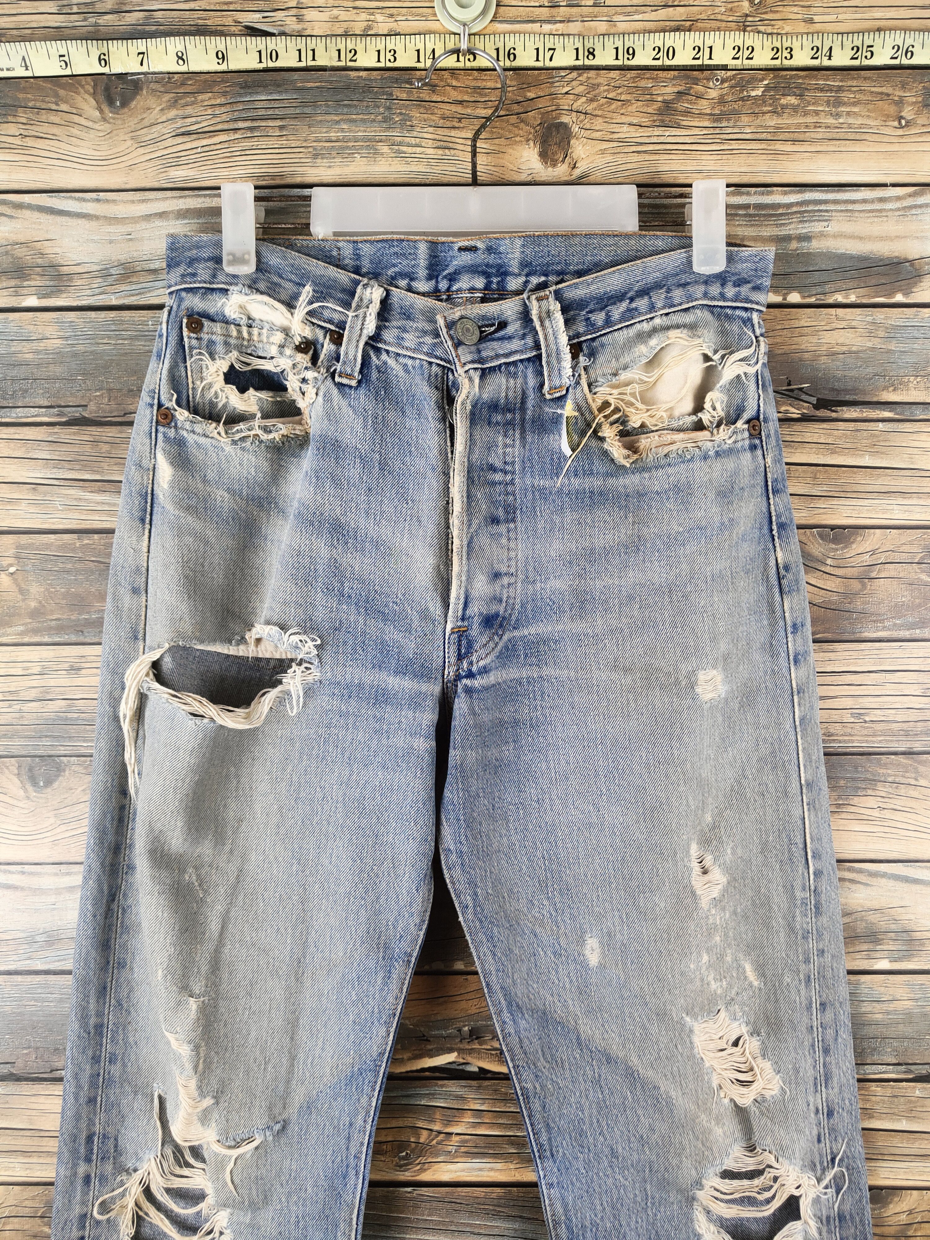 Levi's DL 80' 501 Vintage Levi's Distressed Ripped Jeans #46-828 Size US 30 / EU 46 - 2 Thumbnail