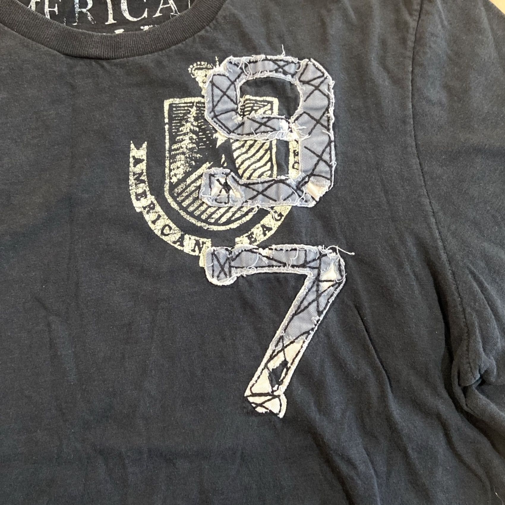 American Eagle Outfitters VINTAGE American Eagle Outfitters Shirt Men L Blue Patches Logo Short Sleeve Y2K Preppy 90s College USA Mens Size US L / EU 52-54 / 3 - 2 Thumbnail