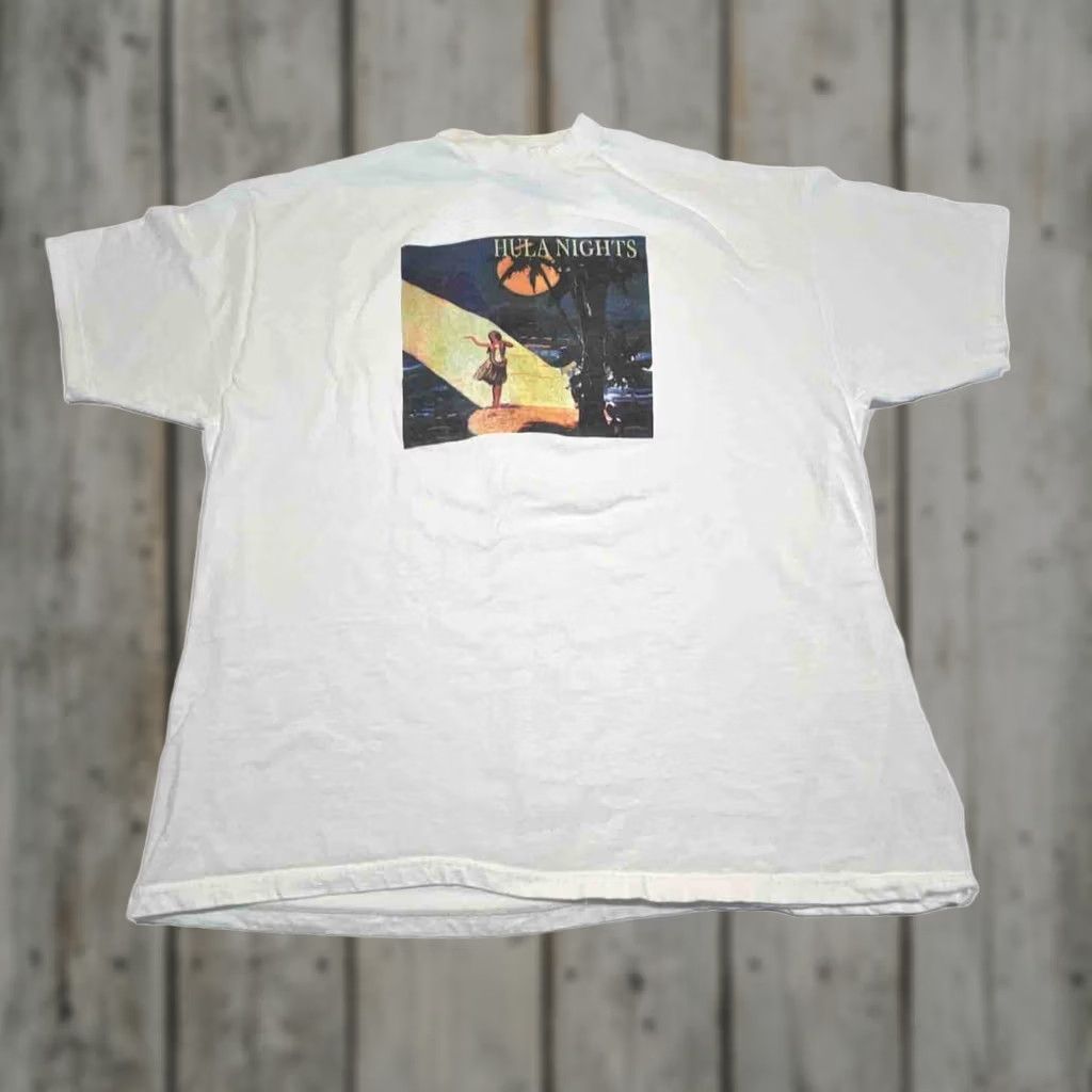 Hanes VINTAGE Hula Nights T Shirt Men’s 2XL HULA Nights White Graphic Size US XXL / EU 58 / 5 - 1 Thumbnail