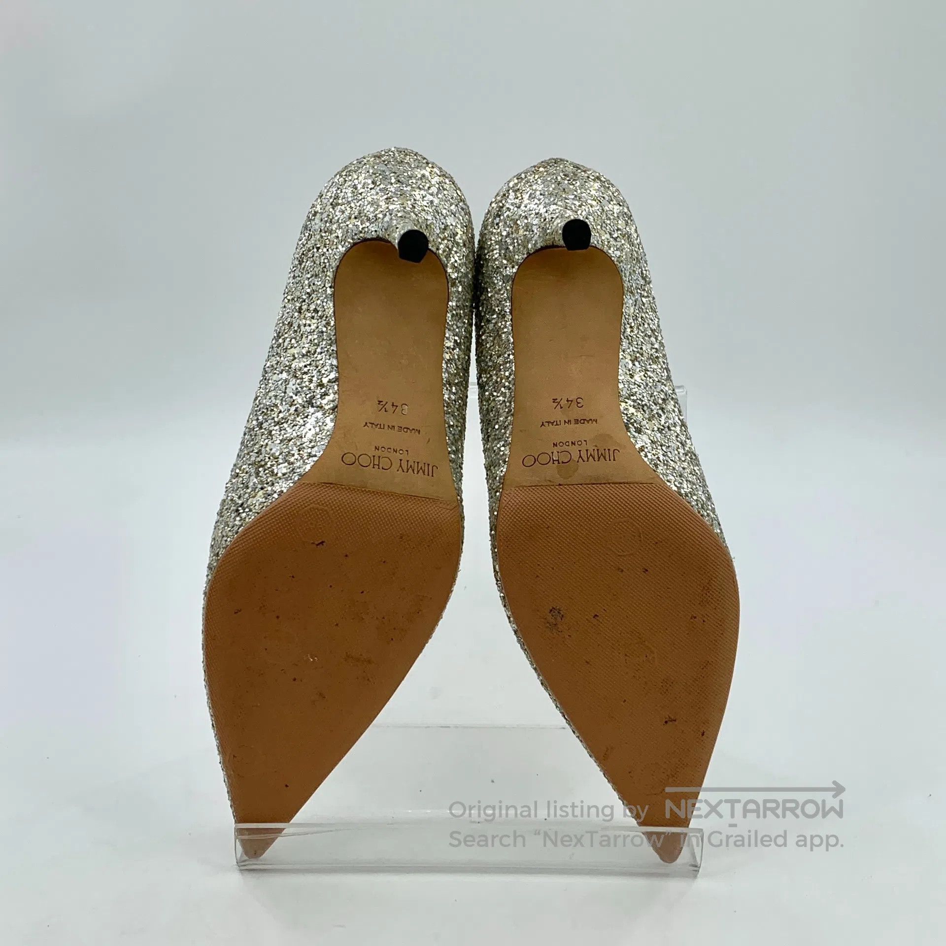Jimmy Choo Jimmy Champagne glitter fine point stiletto high heels| Size US 4 / IT 34 - 5 Thumbnail