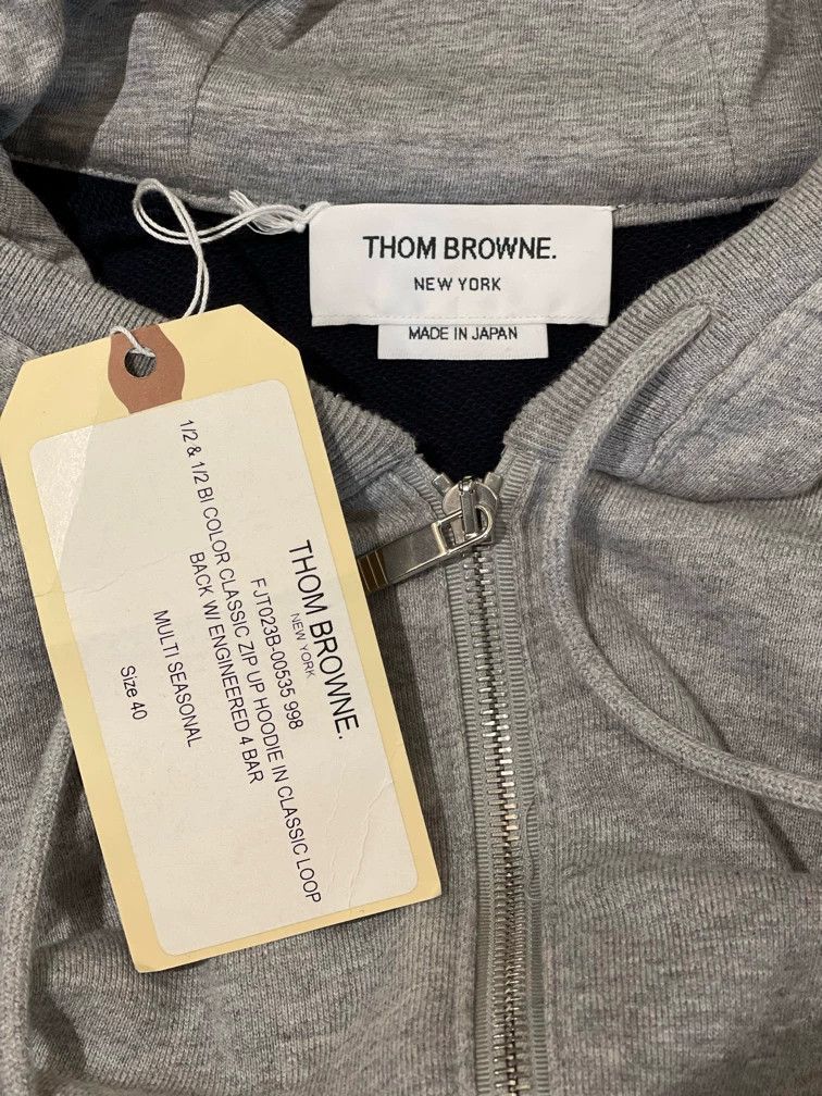 Thom Browne Thom browne Gray Tibetan blue double-color four-striped zip Size US XXS / EU 40 - 6 Thumbnail