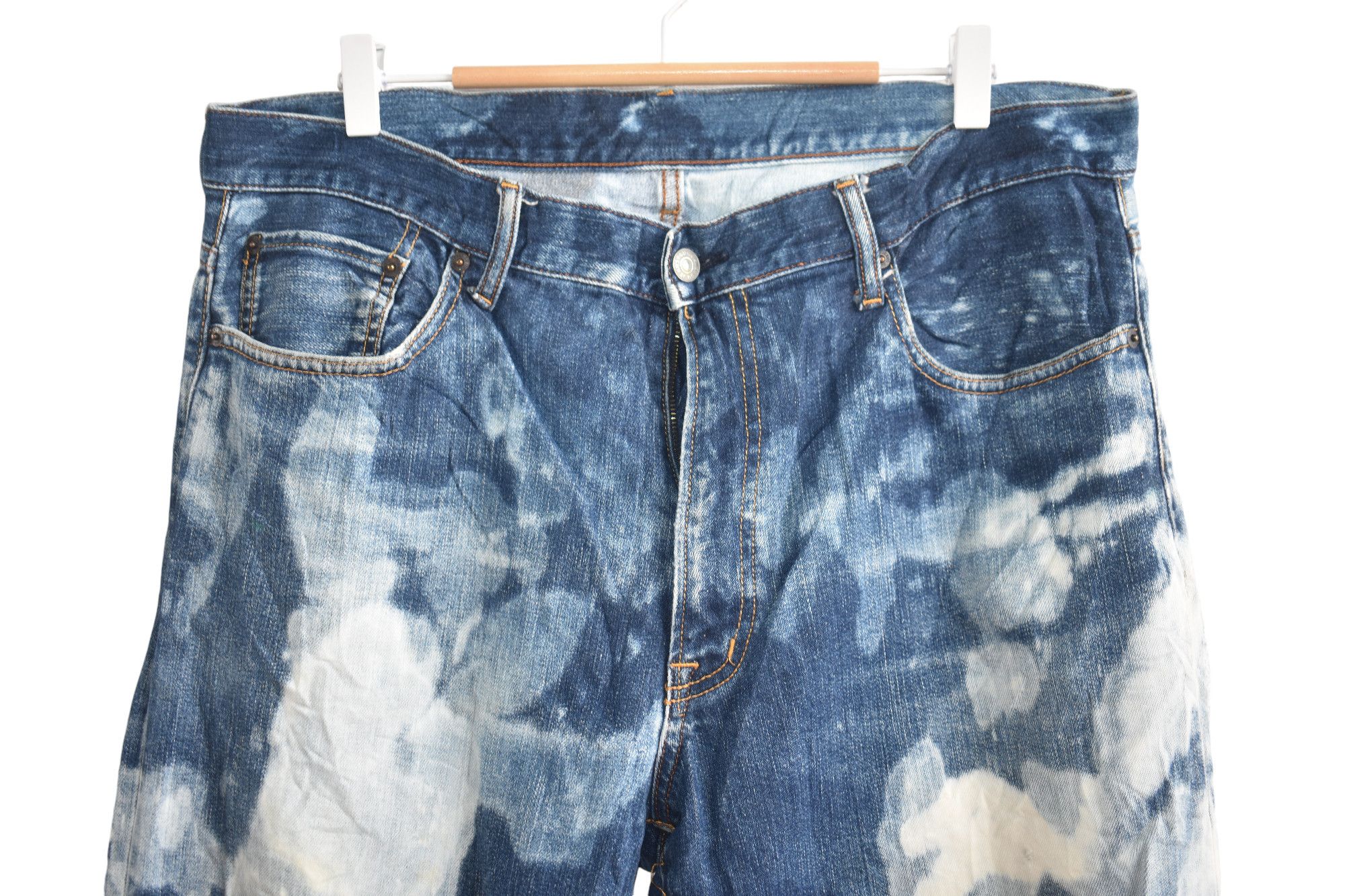 If Six Was Nine × Japanese Brand Wide Leg 🔥 Japanese Bleach Jeans W36 Size US 36 / EU 52 - 4 Thumbnail