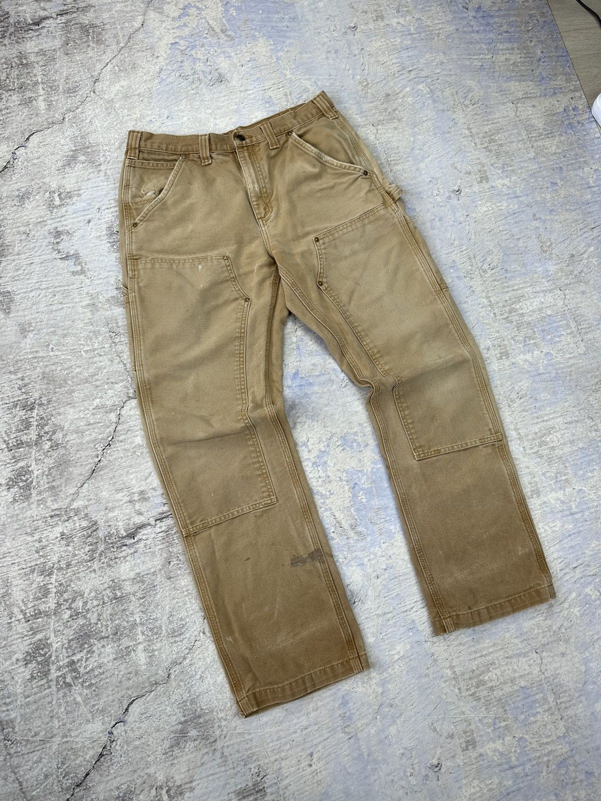 Carhartt × Vintage Carhartt Double Knee vintage faded canvas pants trashed mens Size US 33 - 11 Thumbnail