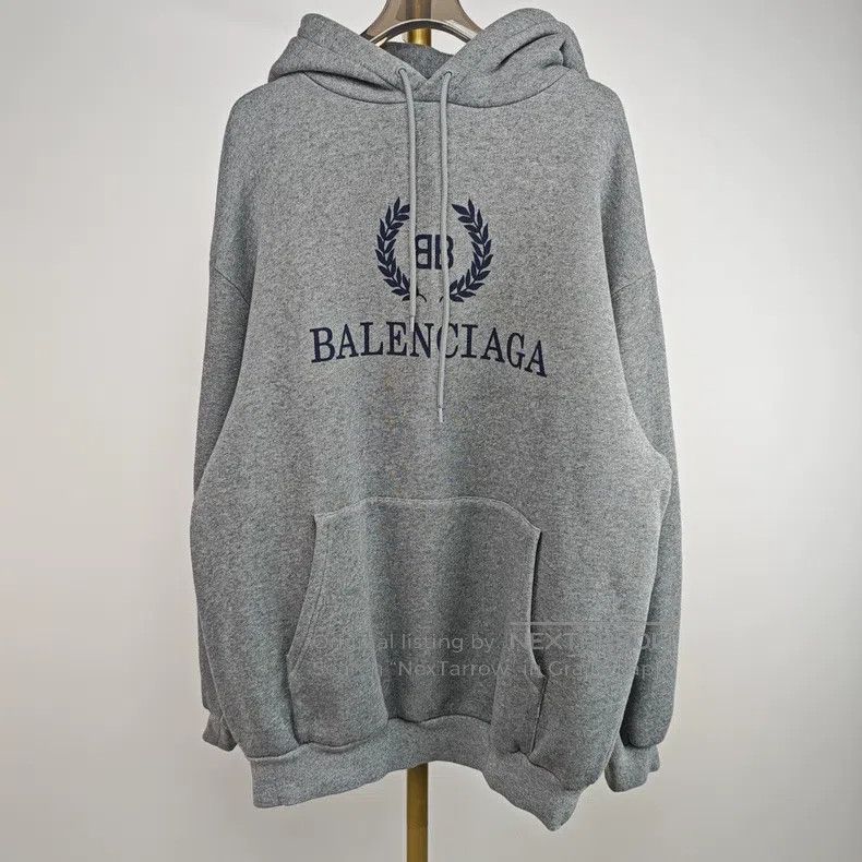 Balenciaga Balenciaga Gray Wheat Hooded Sweatshirt Size US S / EU 44-46 / 1 - 1 Thumbnail