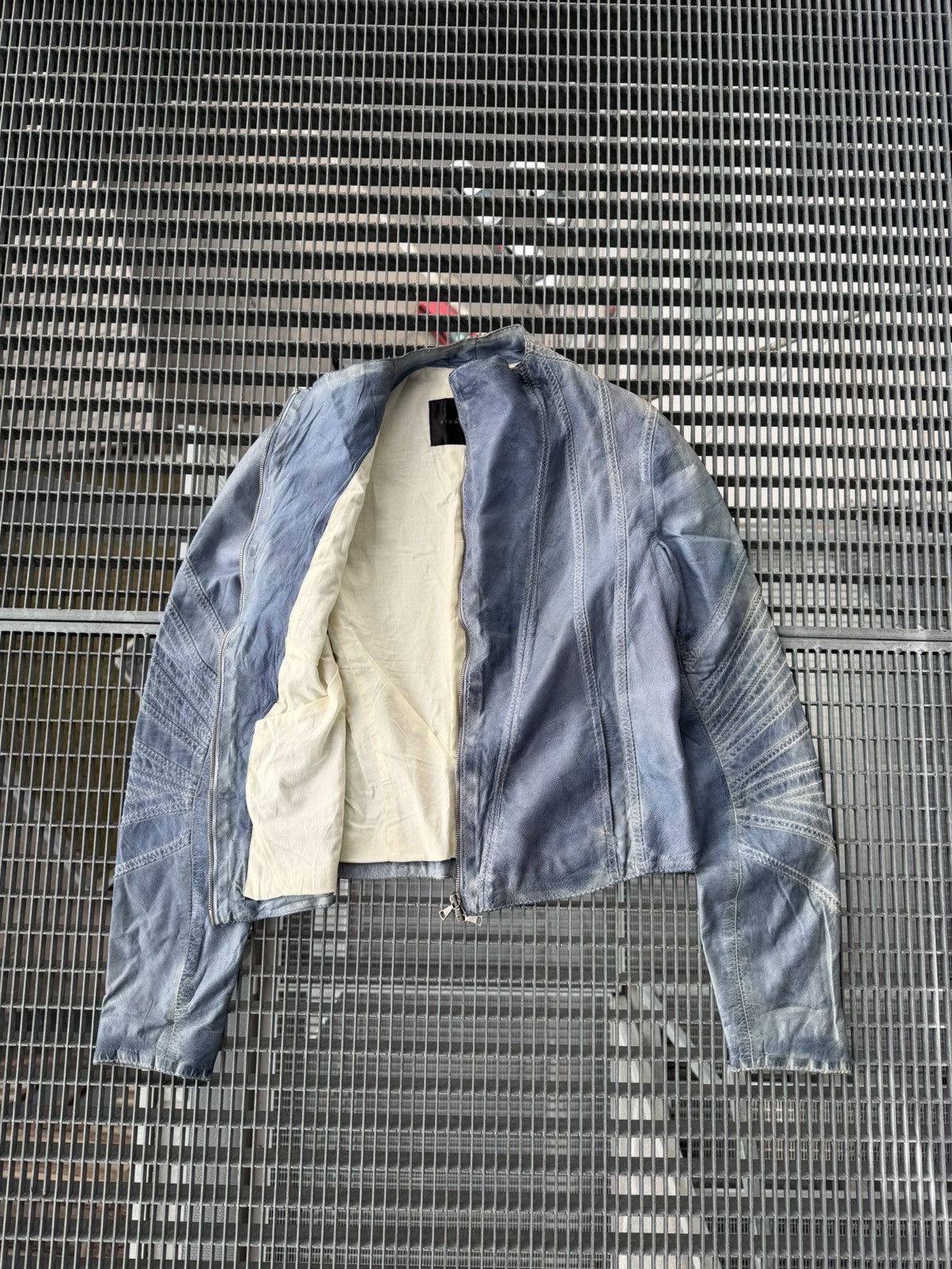John Richmond John Richmond Lamb Skin Leather Washed Blue Jacket Size US S / EU 44-46 / 1 - 9 Thumbnail