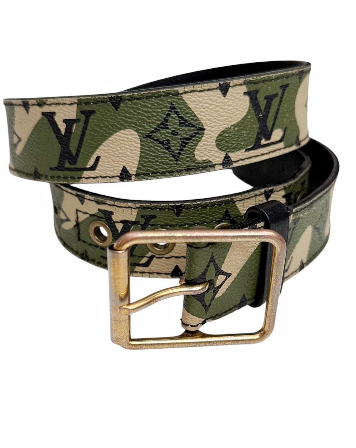Louis Vuitton × Takashi Murakami GRAIL 2007 Monogramouflage Camouflage (Camo) Belt Size 34 - 1 Thumbnail