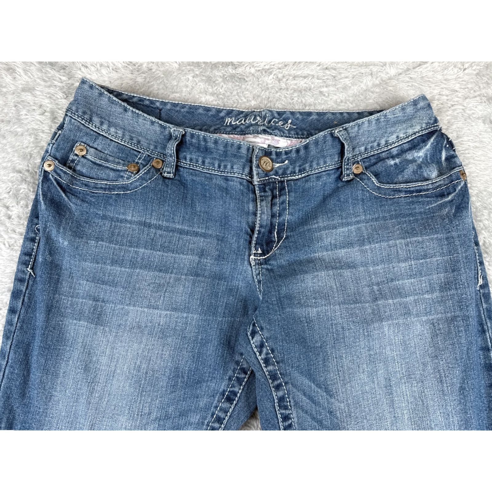 Vintage Maurices Jeans Blue Denim 13 L Low Rise Bootcut Flared 33x31 Cotton 5-Pocket Design Womens Jeans Size 34" / US 12 / IT 48 - 4 Thumbnail