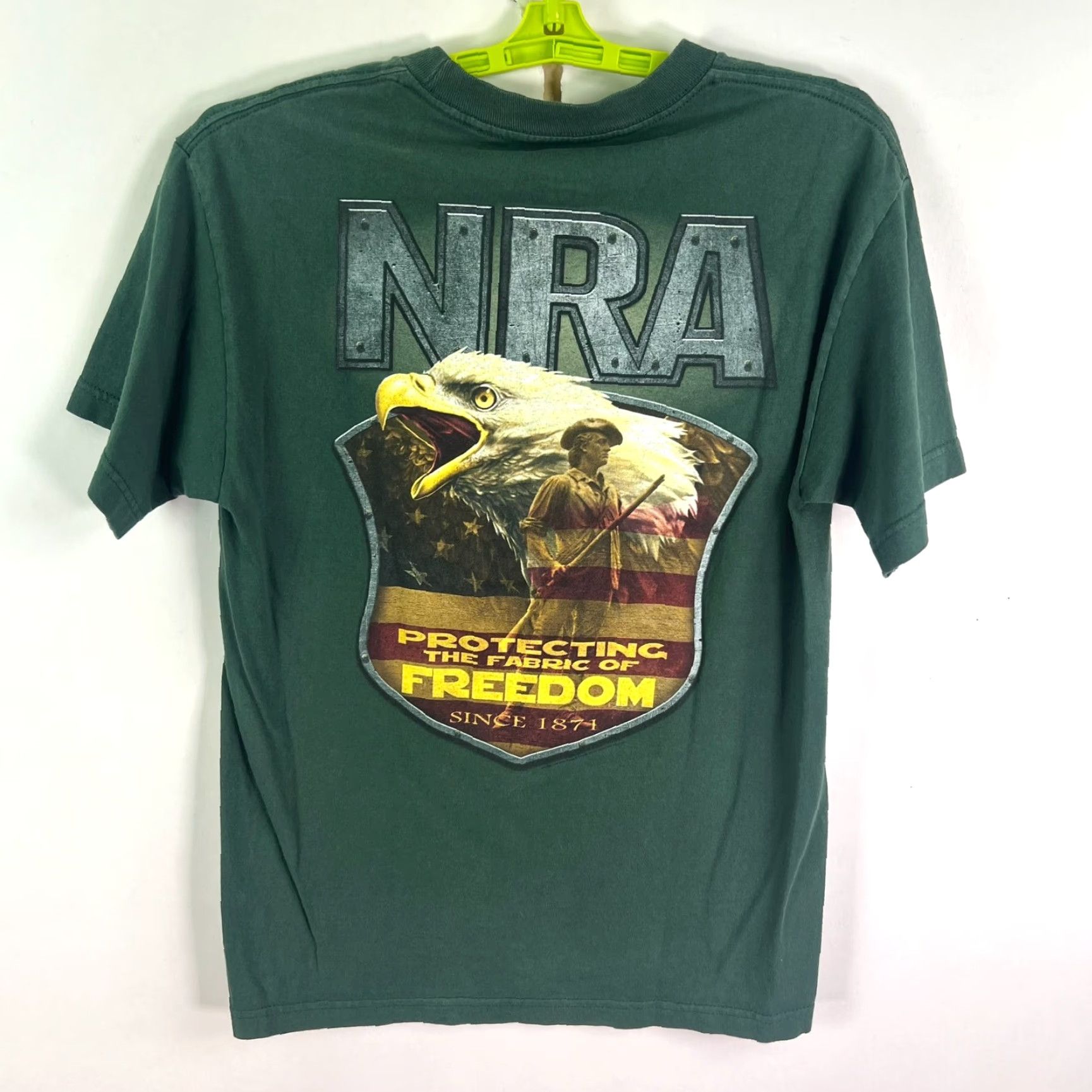 Vintage NRA Eagle Freedom T Shirt Adult M Green Logo Graphic Print Patriotic Military Flag 40 in Chest Crew Neck Short Sleeve Mens Size US M / EU 48-50 / 2 - 2 Thumbnail