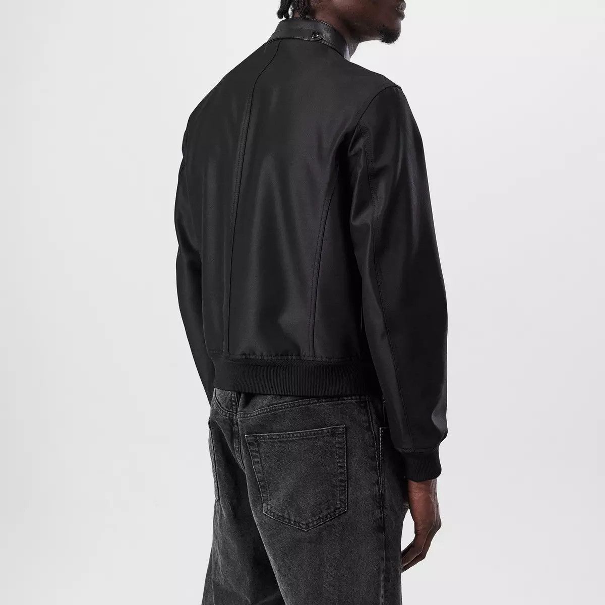 Tom Ford o1w1db10225 OBS027 Leather Trimmed Bomber Jacket in Black Size US XXL / EU 58 / 5 - 4 Thumbnail