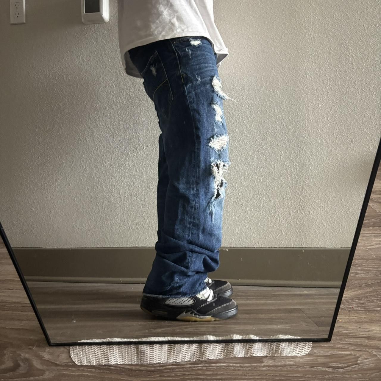 Aeropostale Crazy Vintage Y2K/2000s Grunge Aeropostale Dark Wash Distressed Denim Jeans! 32x32 Size US 32 / EU 48 - 2 Thumbnail