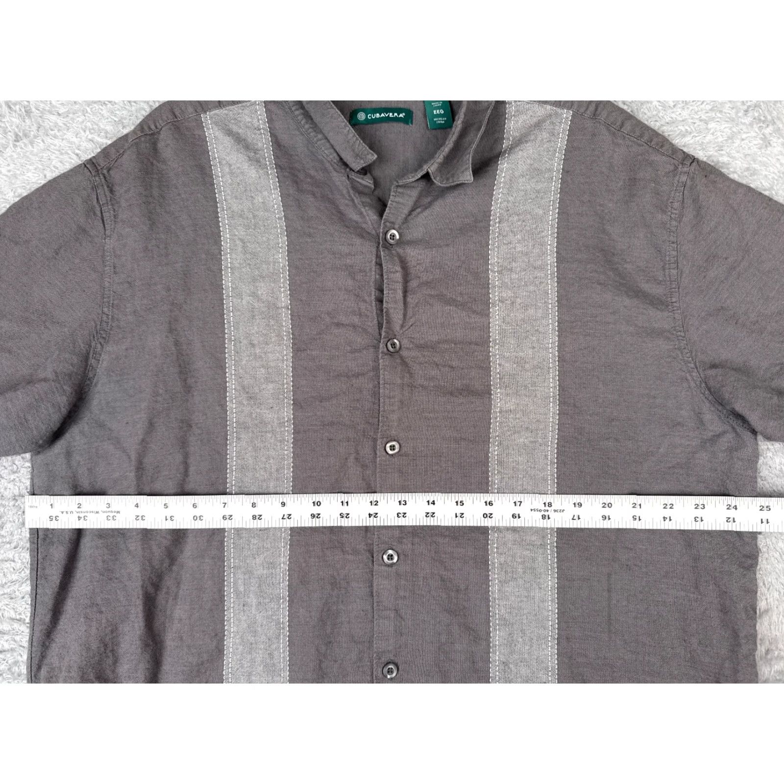 Cubavera Cubavera Shirt 2XL Gray Button-Up Short Sleeve Collared Aloha Beach Hawaiian Vacation Resort Cotton Blend Men’s Size US XXL / EU 58 / 5 - 7 Thumbnail