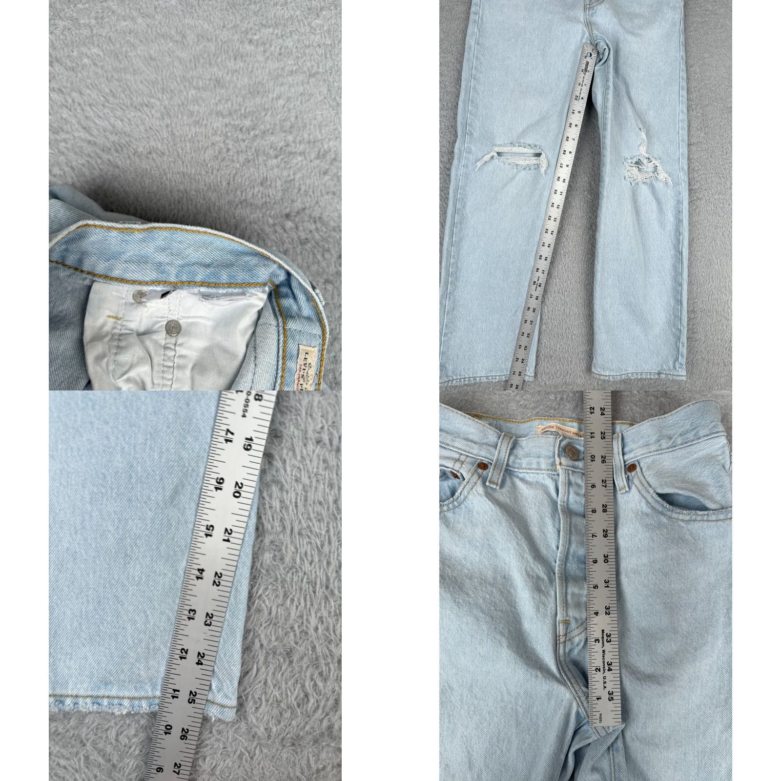 Levi's Levis Premium Pants Women 25 Blue Denim Jeans Big E Ribcage Straight Ankle 25x26 Size 42" / US 20 - 8 Thumbnail