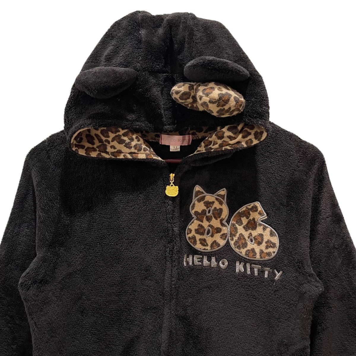 Anime Hello Kitty Leopard Print Velvet Hoodie Zipper Jacket Size M / US 6-8 / IT 42-44 - 5 Thumbnail