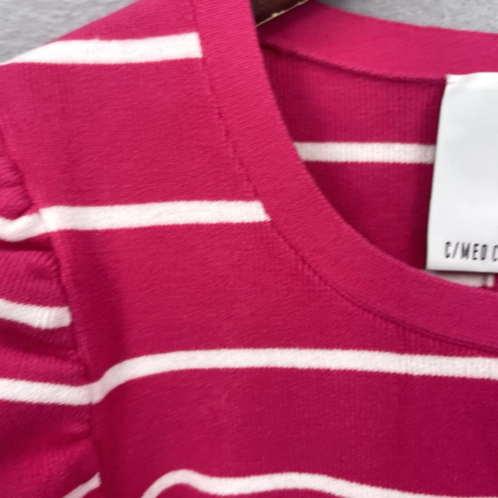 Vintage C/MEO COLLECTIVE Sweater Women M Striped Puff Sleeve Knit Pink Preppy Pullover Womens Size M / US 6-8 / IT 42-44 - 6 Thumbnail
