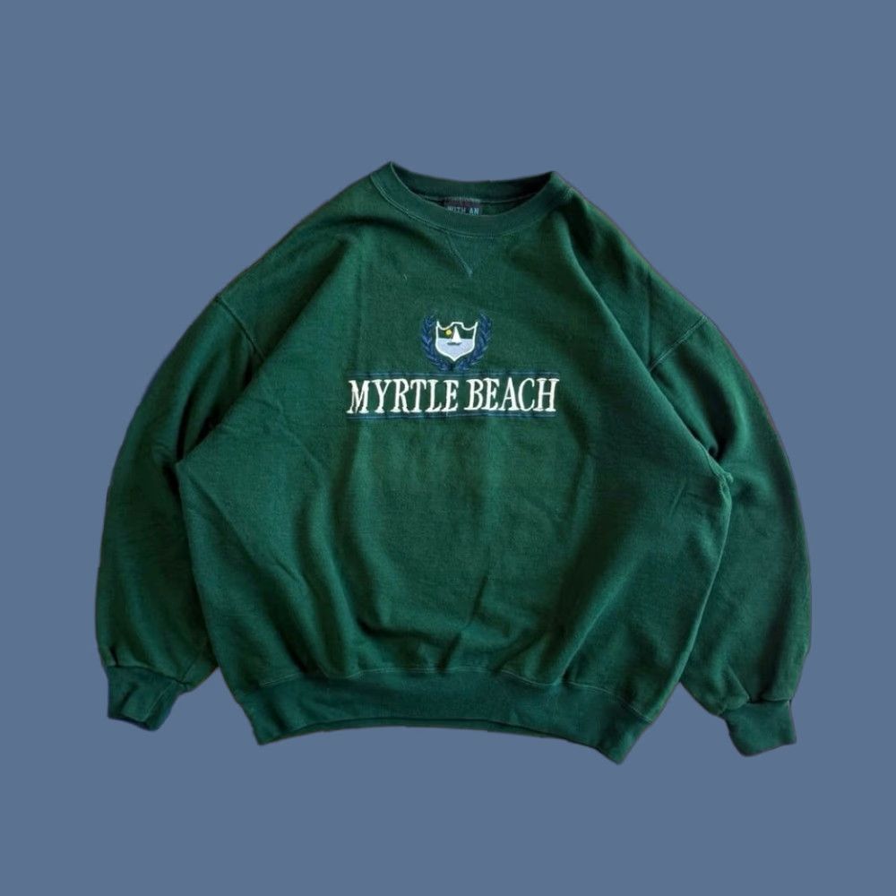 Vintage VINTAGE 90s Myrtle Beach South Carolina Sailboat Embroidered Sweatshirt Size XL Men Green Crew Neck Pullover Sweatshirt 90s Beach USA Size US XL / EU 56 / 4 - 1 Thumbnail