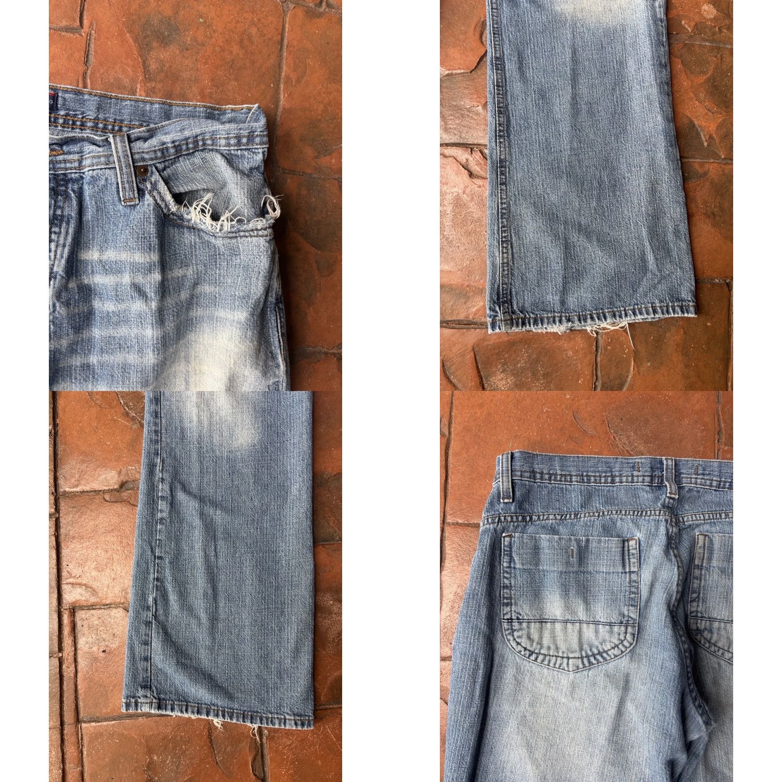 Vintage VINTAGE Dusty Jeans Men 34x30 Distressed Baggy Wide-Leg 90s Grunge Hip Hop Skater Cotton Denim Size US 34 / EU 50 - 8 Thumbnail