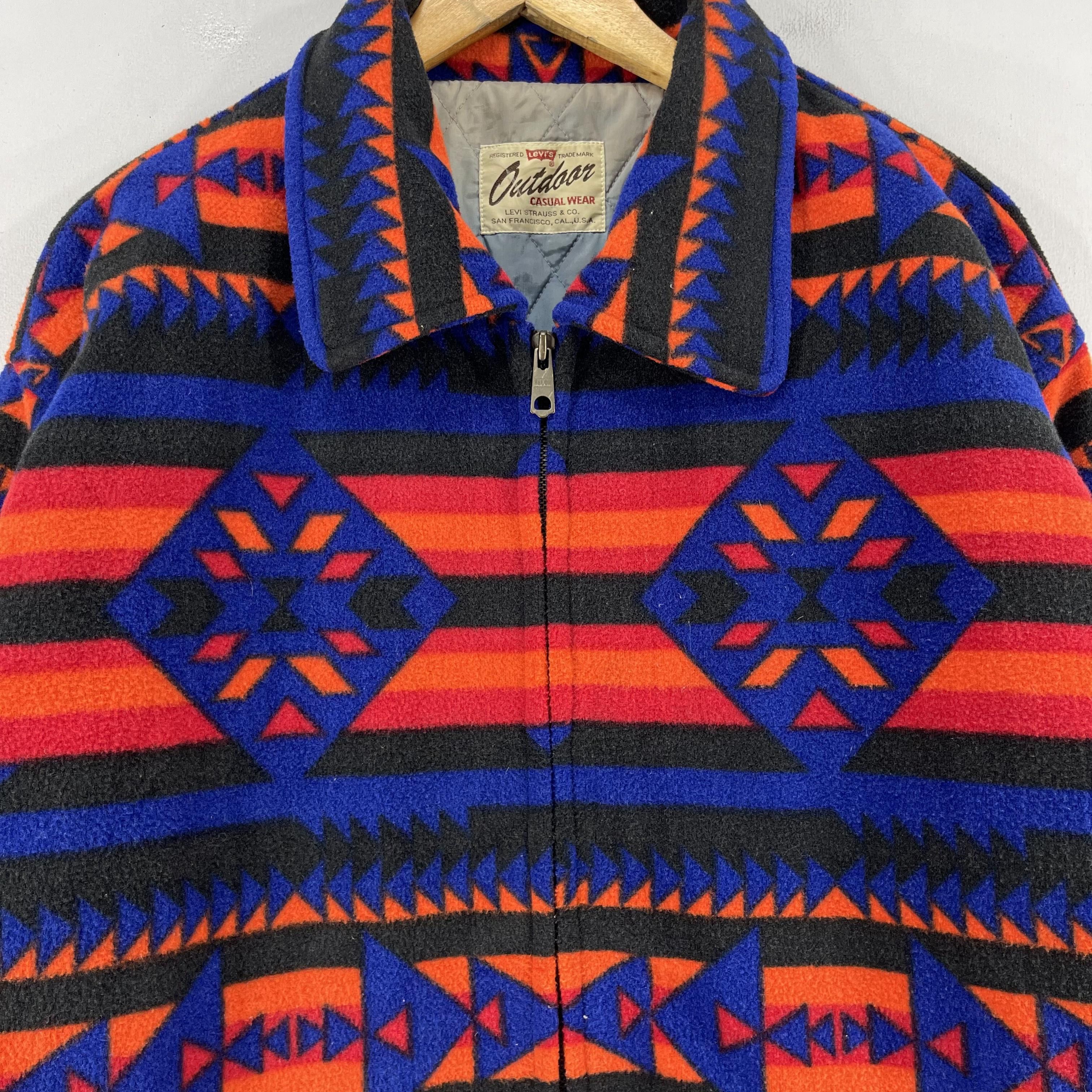 Levi's × Levi's Vintage Clothing Vintage 90s LEVIS Aztec Navajo Puffer Fleece Zipper Jacket Size US L / EU 52-54 / 3 - 2 Thumbnail