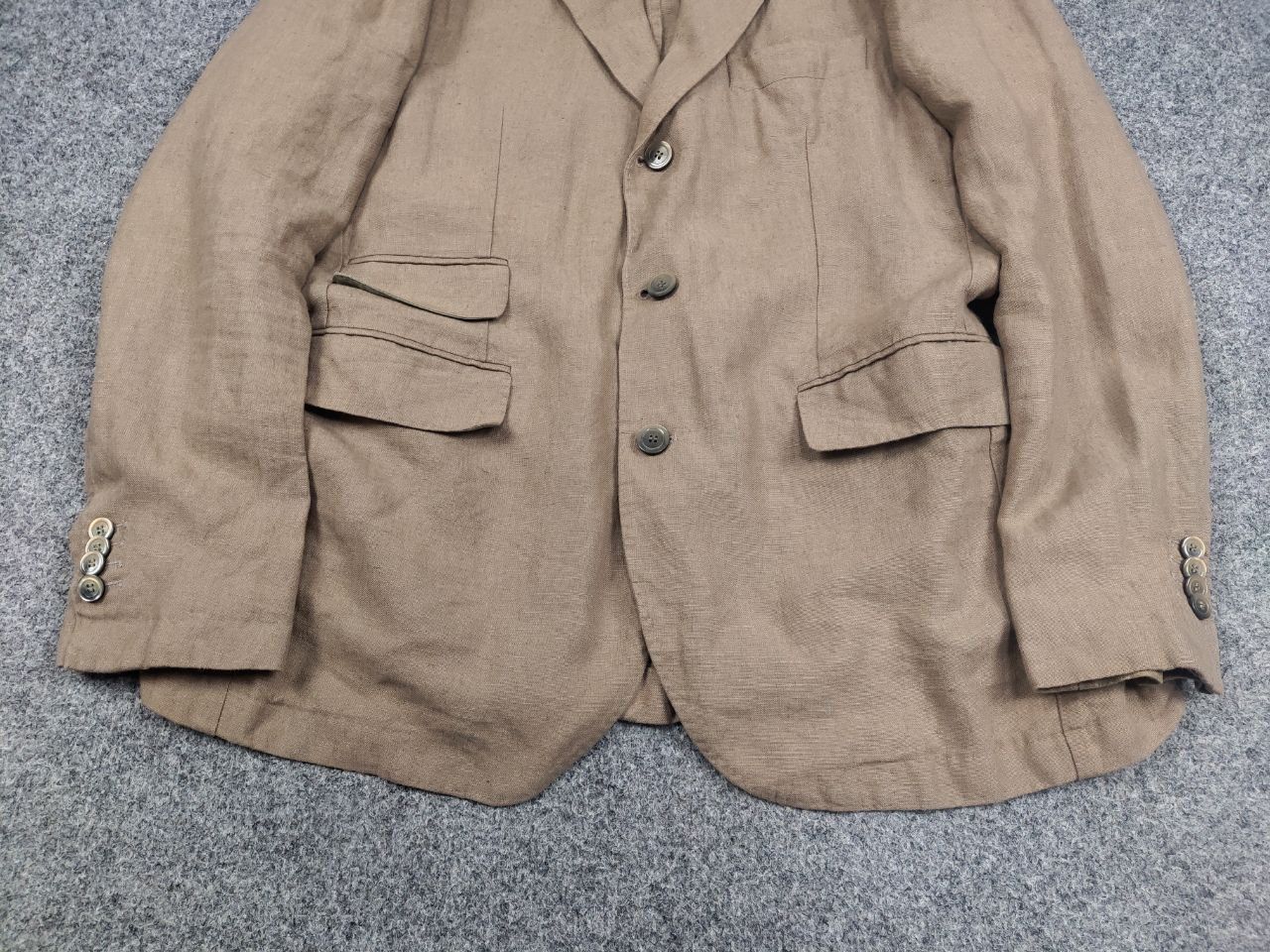 Japanese Brand Man by Carlos Castillo Design Beige Linen Mens Blazer Jacket Size US L / EU 52-54 / 3 - 9 Thumbnail