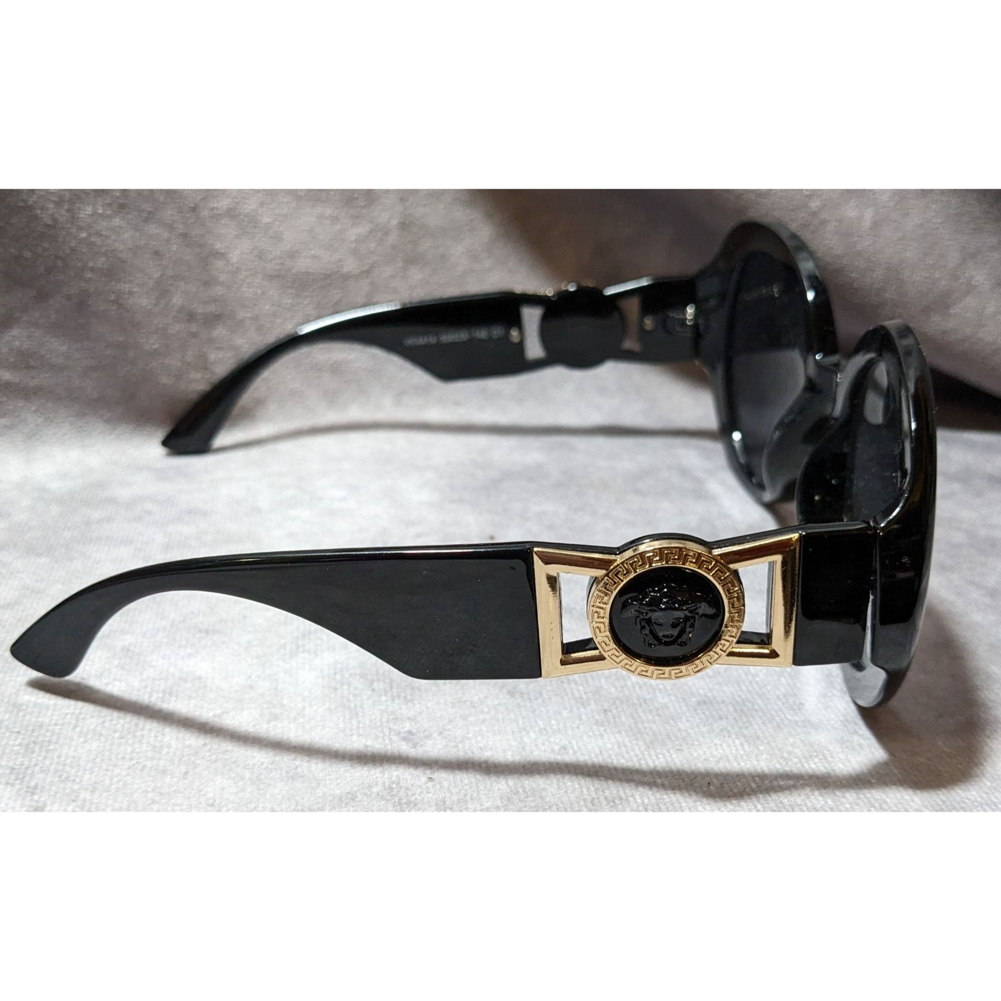 Versace Versace Retro Black And Gold Emblem Oversized Sunglasses Size ONE SIZE - 2 Thumbnail